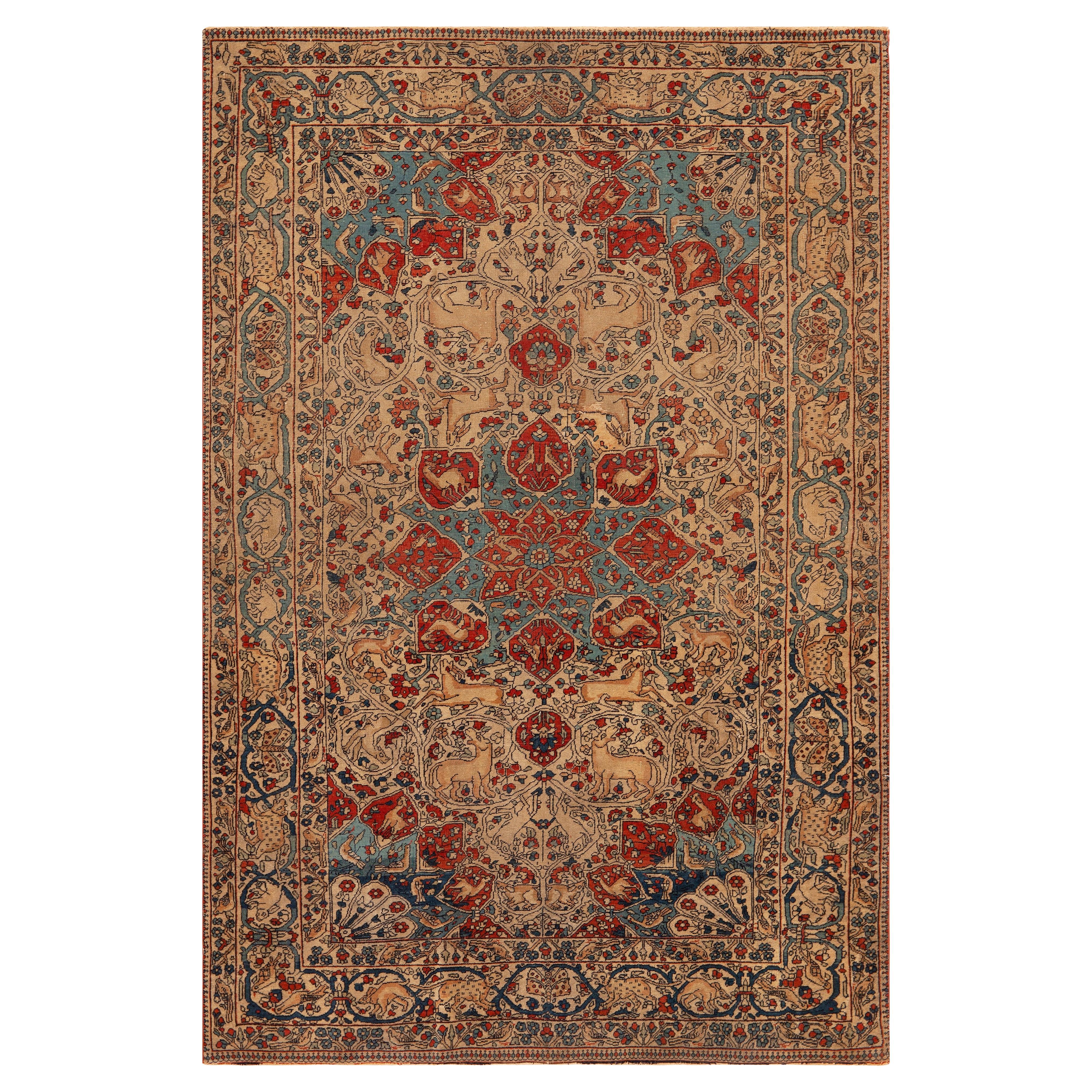 Nazmiyal Collection Antique Persian Kashan Rug 4 ft 4 in x 6 ft 6 in im Angebot