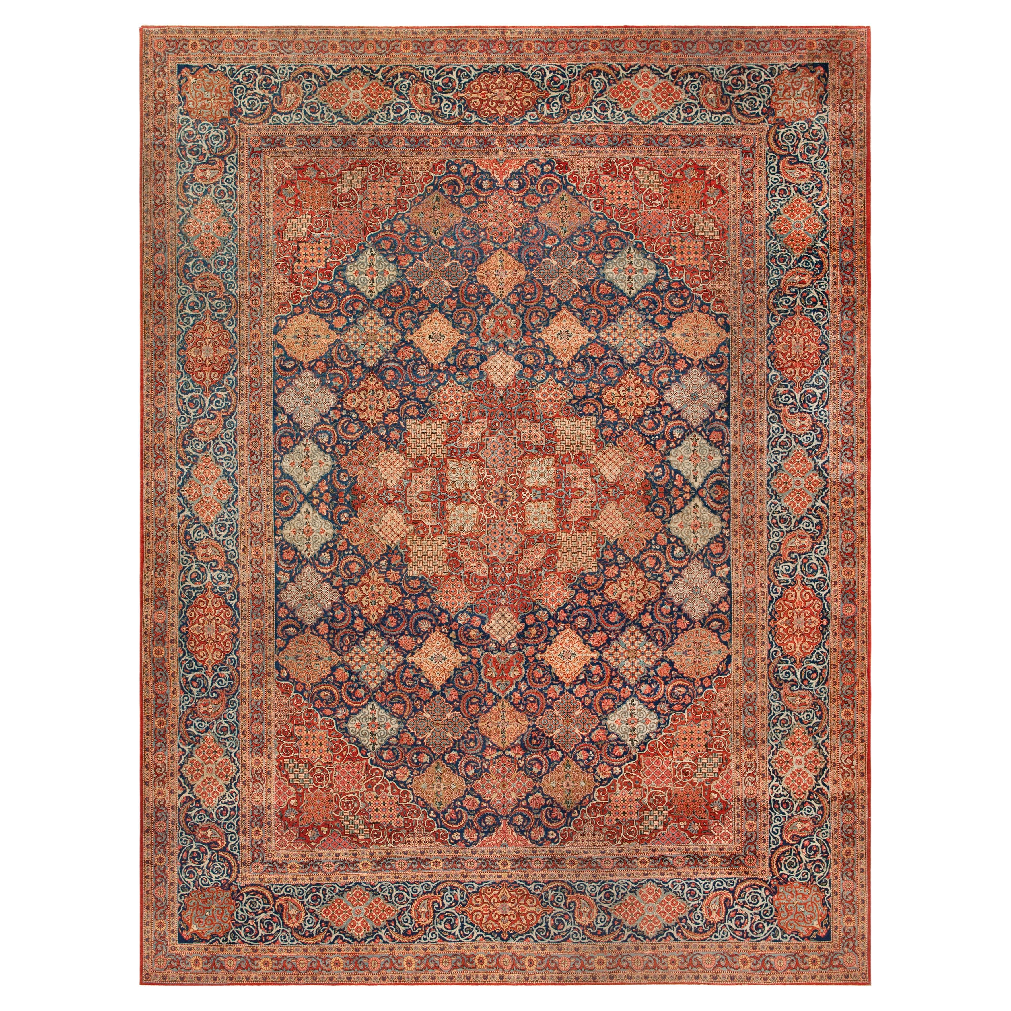 Nazmiyal Collection Antike persische Kashan Teppich 9 ft 3 in x 12 ft im Angebot
