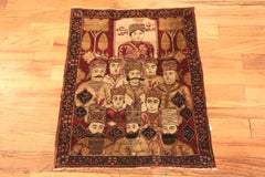 Antique Persian Kerman Pictorial Rug. 2 ft 2 in x 2 ft 8 in