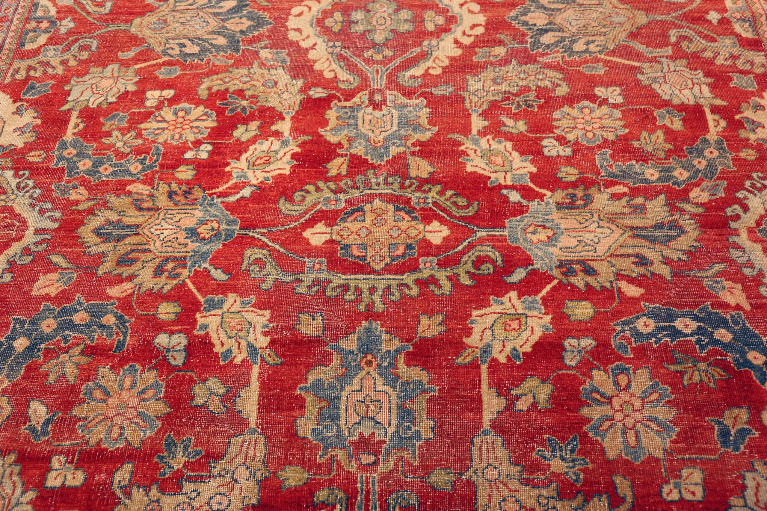Antique Elegant Persian Floral Mahal Rug for Timeless Interiors, Origin: Persia, Circa Date: Antique