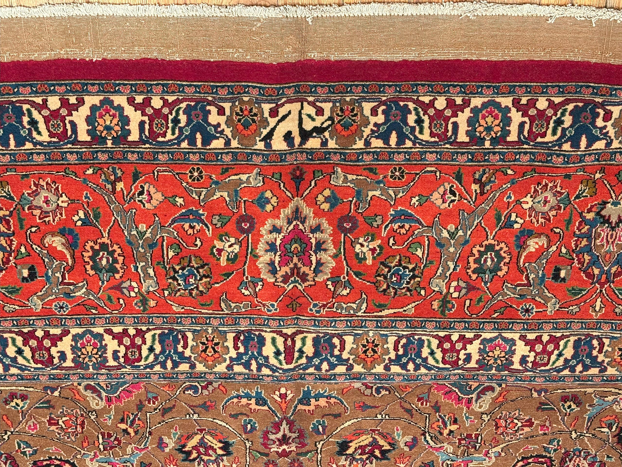 Nazmiyal Collection Antike persische Mashad Wolle & Seide Teppich 8 ft 1 in x 12 ft (Handgeknüpft) im Angebot