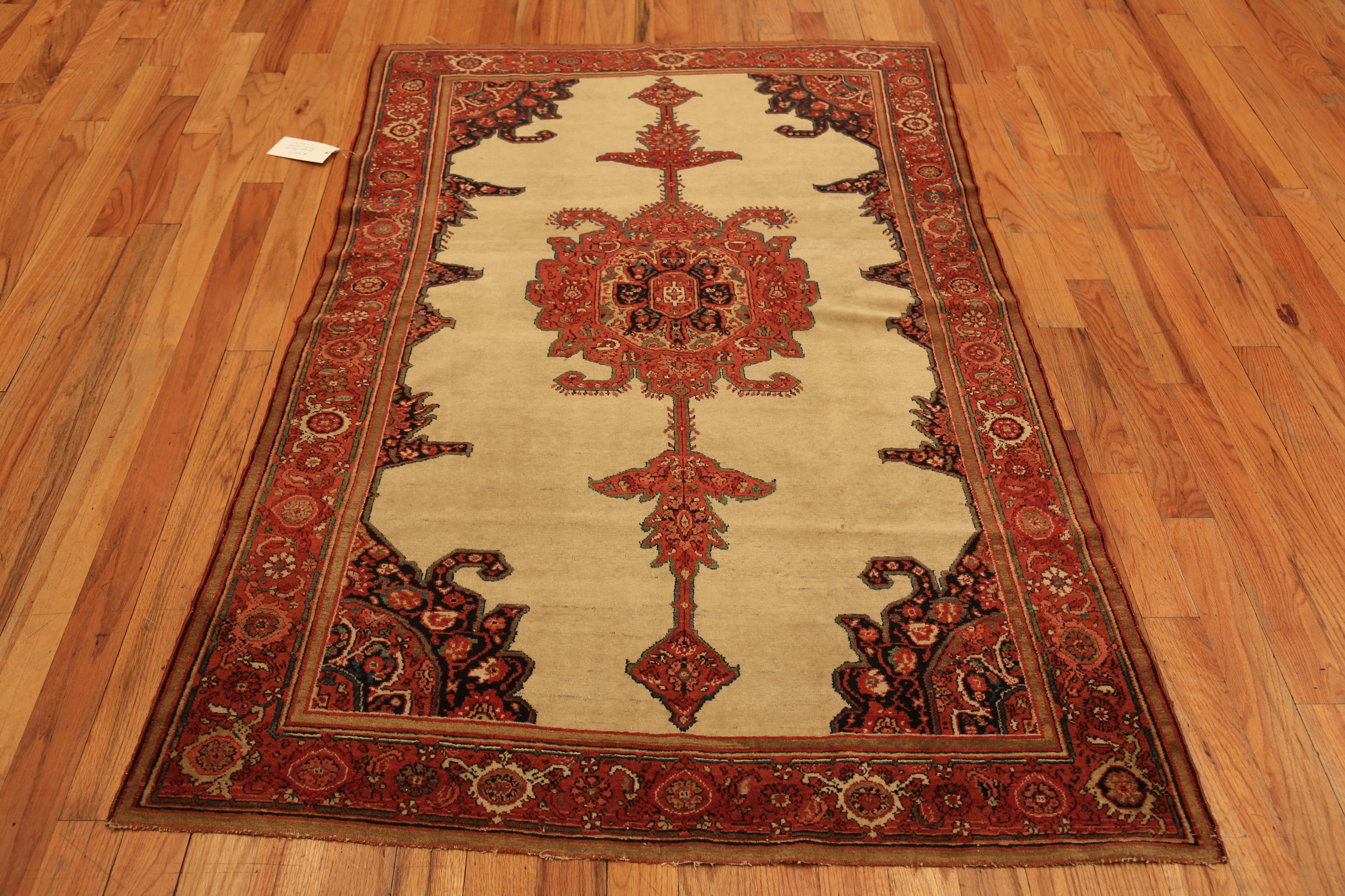 Antique Persian Mishan Malayer Rug, Country of origin: Persia, Circa date: 1880. Size: 4 ft 2 in x 6 ft 4 in (1.27 m x 1.93 m)