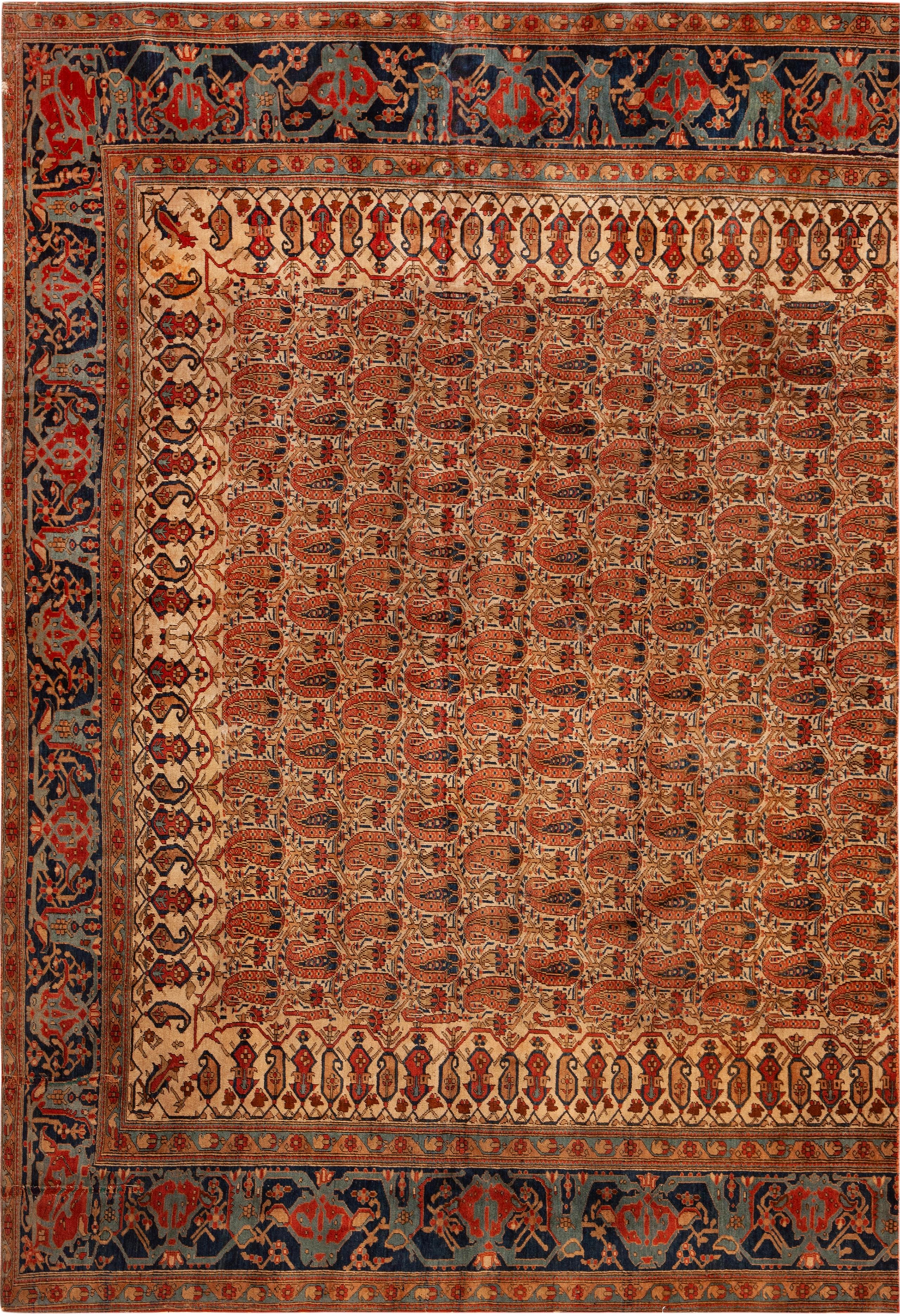 Collectional Antique Persian Mohtashem Kashan Rug 4 ft 5 in x 6 ft 4 in Bon état - En vente à New York, NY