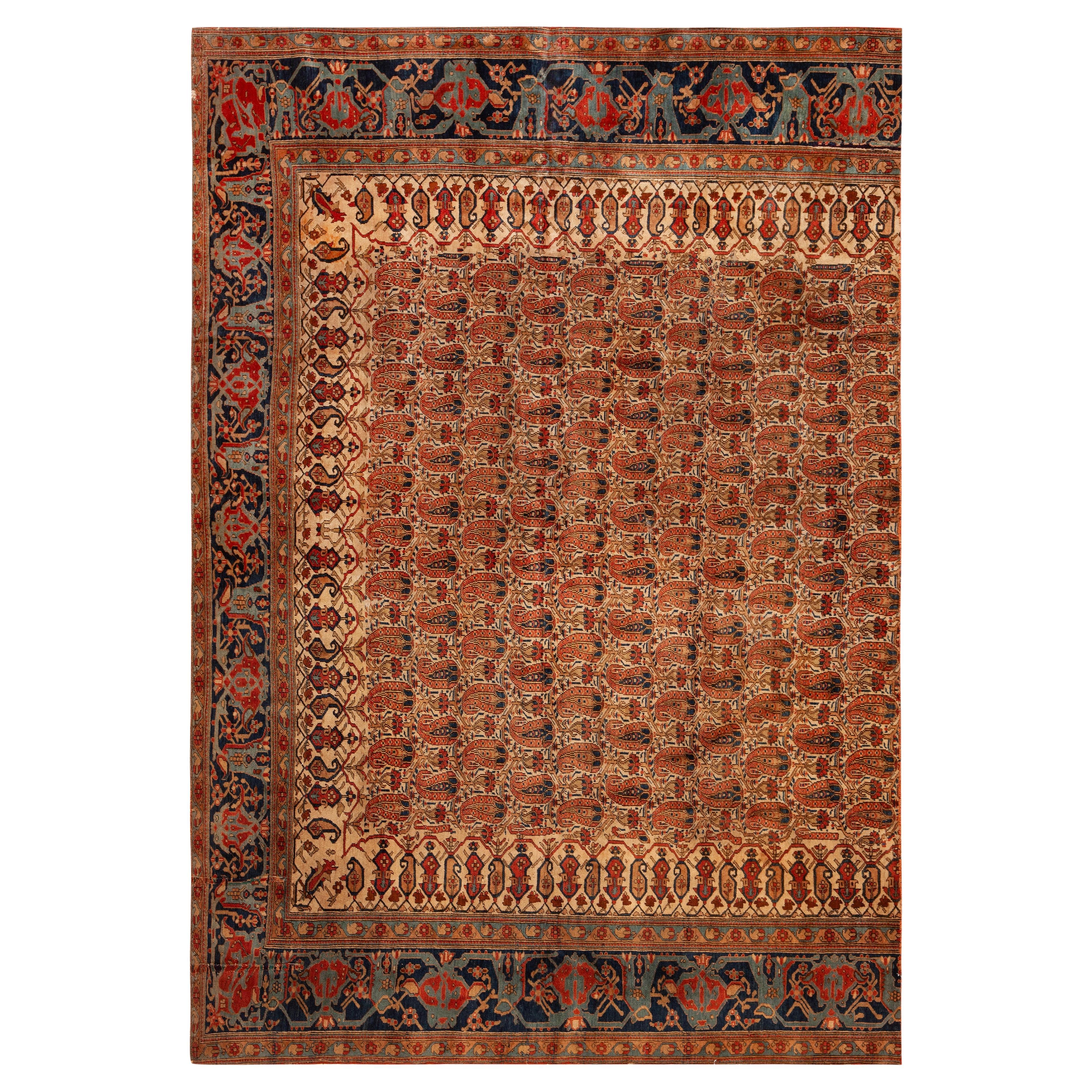 Collectional Antique Persian Mohtashem Kashan Rug 4 ft 5 in x 6 ft 4 in