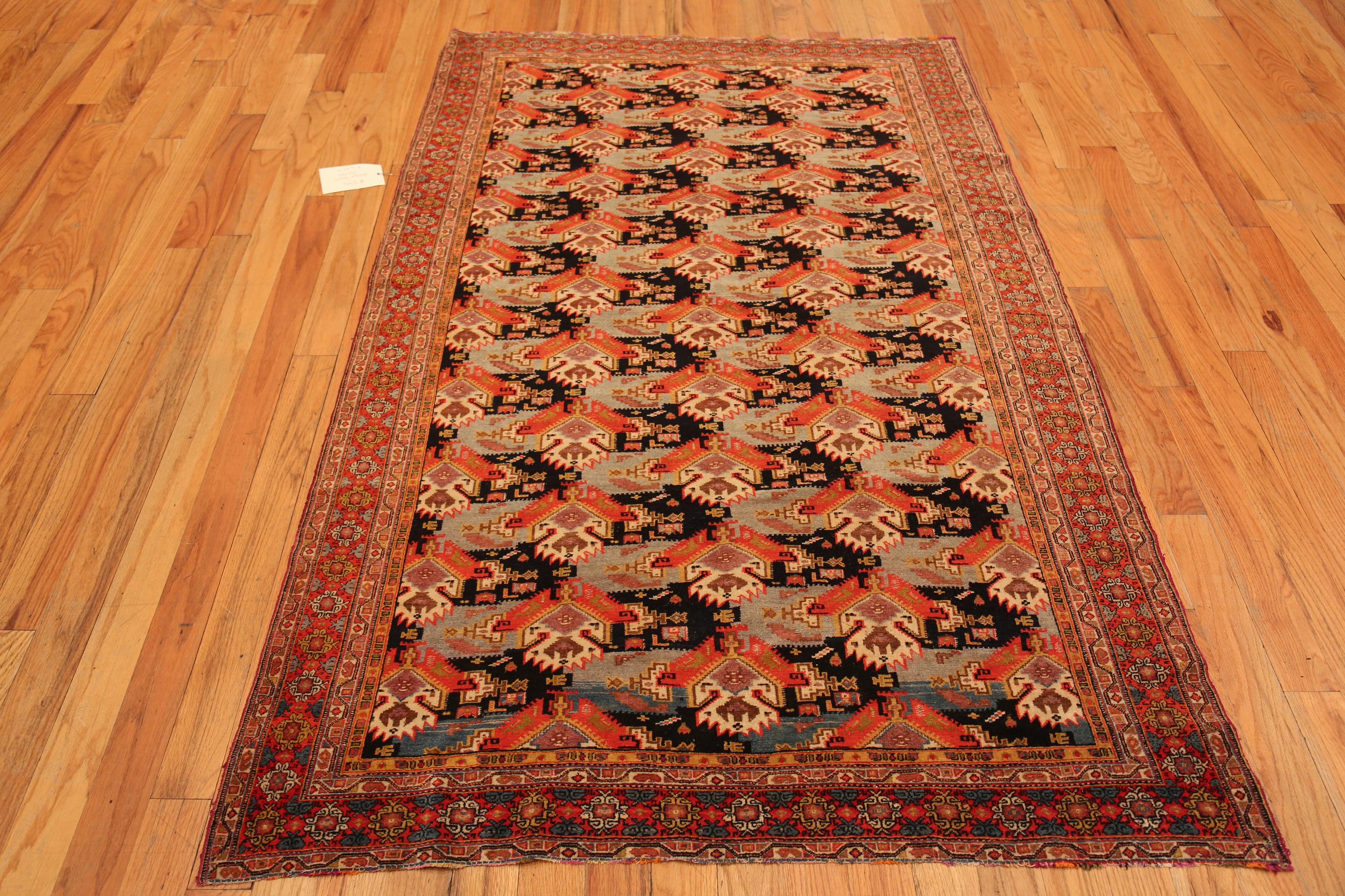 Antique Persian Senneh Rug, Country of Origin: Persia, Circa date: 1880. Size: 4 ft 6 in x 6 ft 11 in (1.37 m x 2.11 m)
 