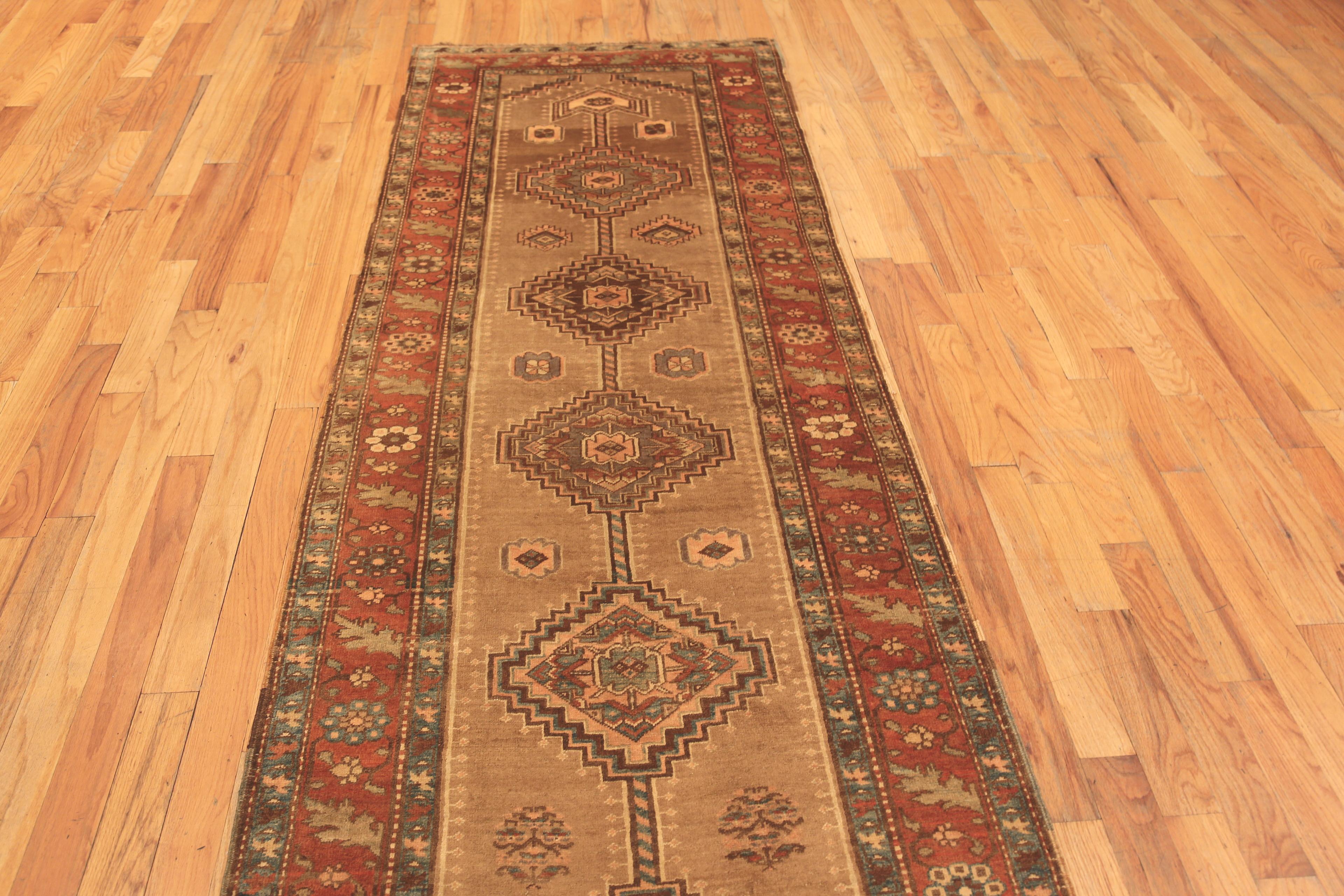 Antique Persian Serab Runner Rug, Country of Origin: Persian rug, Circa date: 1920. Size: 3 ft 6 in x 13 ft 8 in (1.07 m x 4.17 m)


