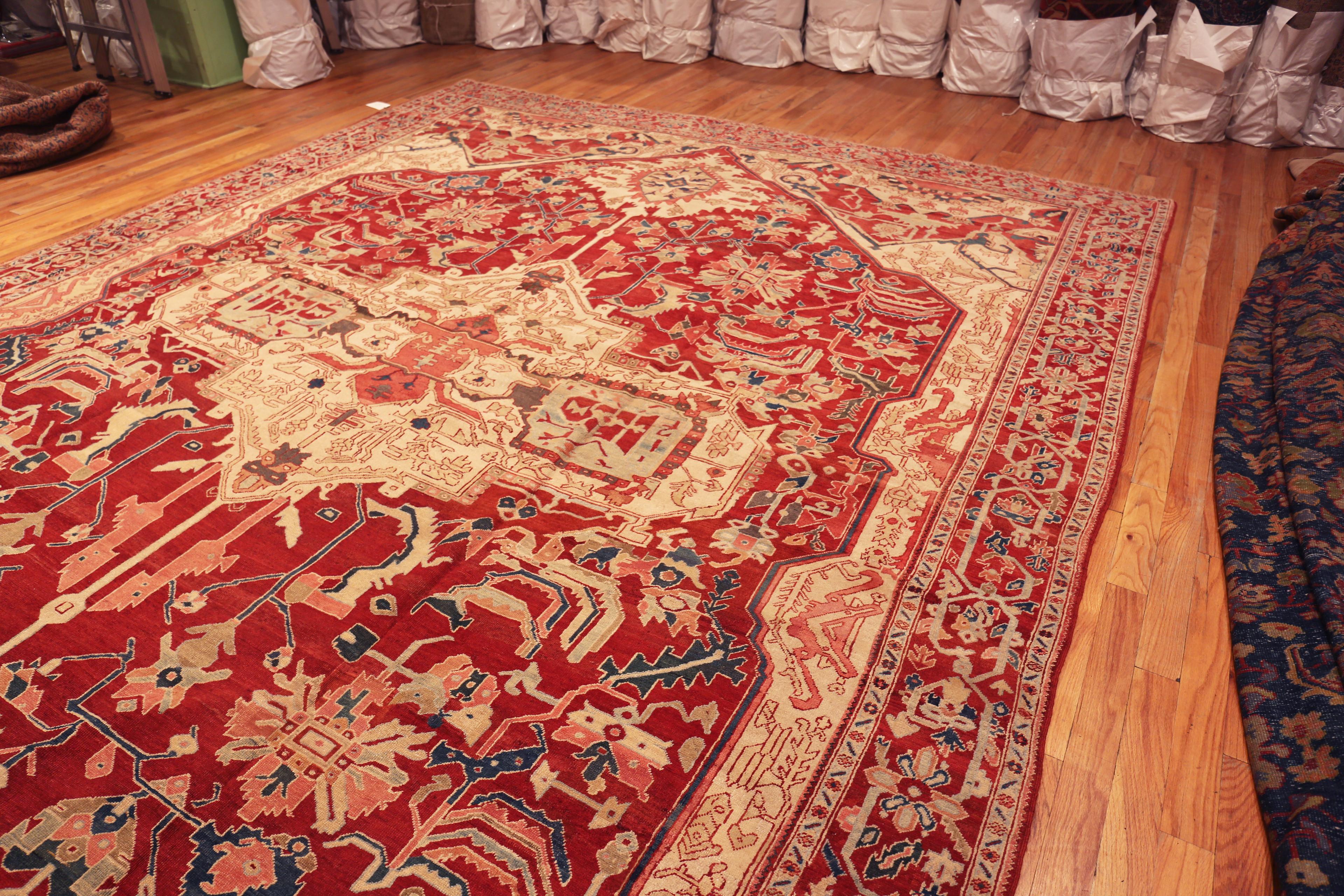 Breathtaking Awe Inspiring Design Antique Persian Serapi Rug, Country of origin: Persia, Circa date: 1900