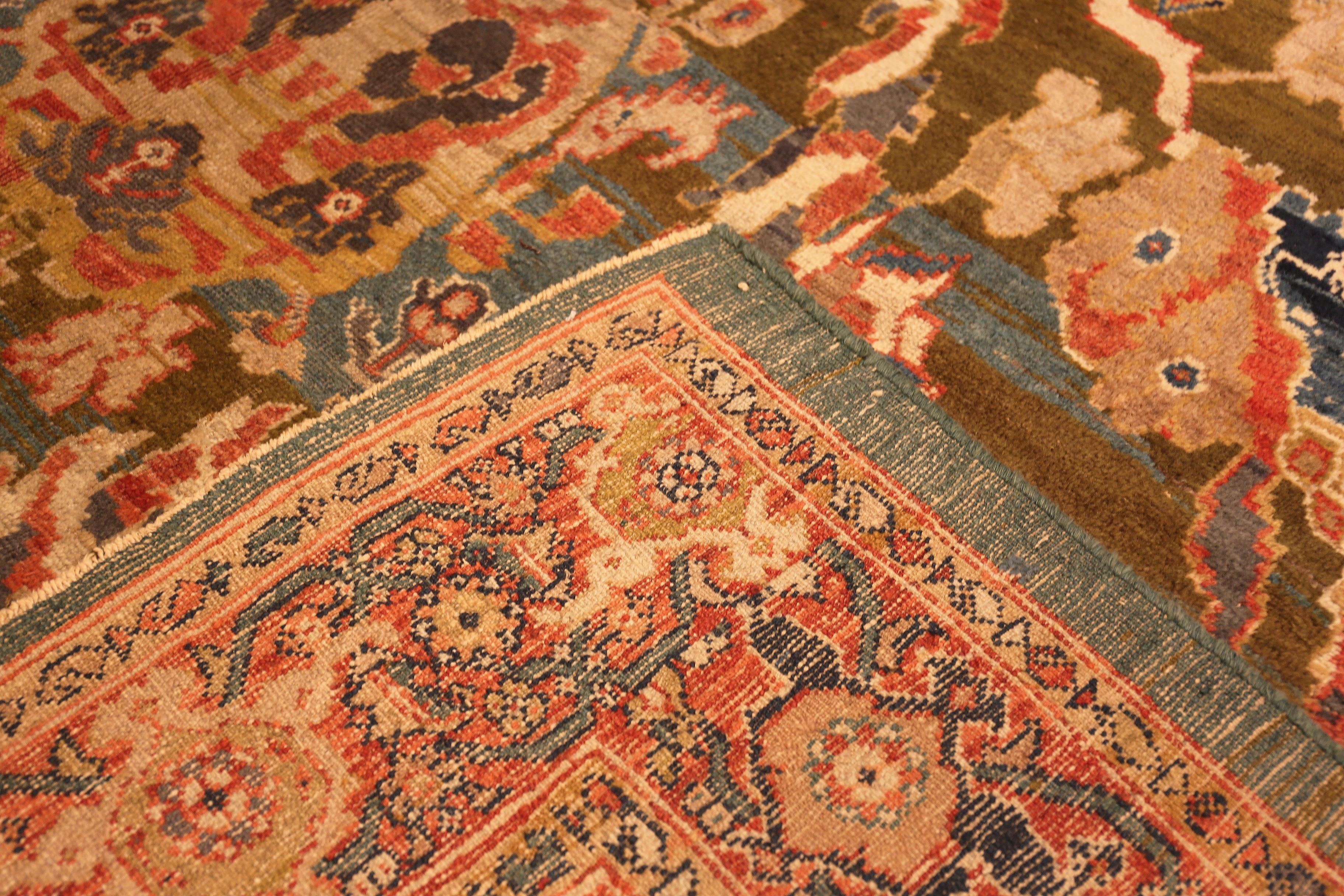 Vibrante tappeto antico Sultanabad Rugs con raro campo verde, Paese d'origine: Persia, Data approssimativa: 1900