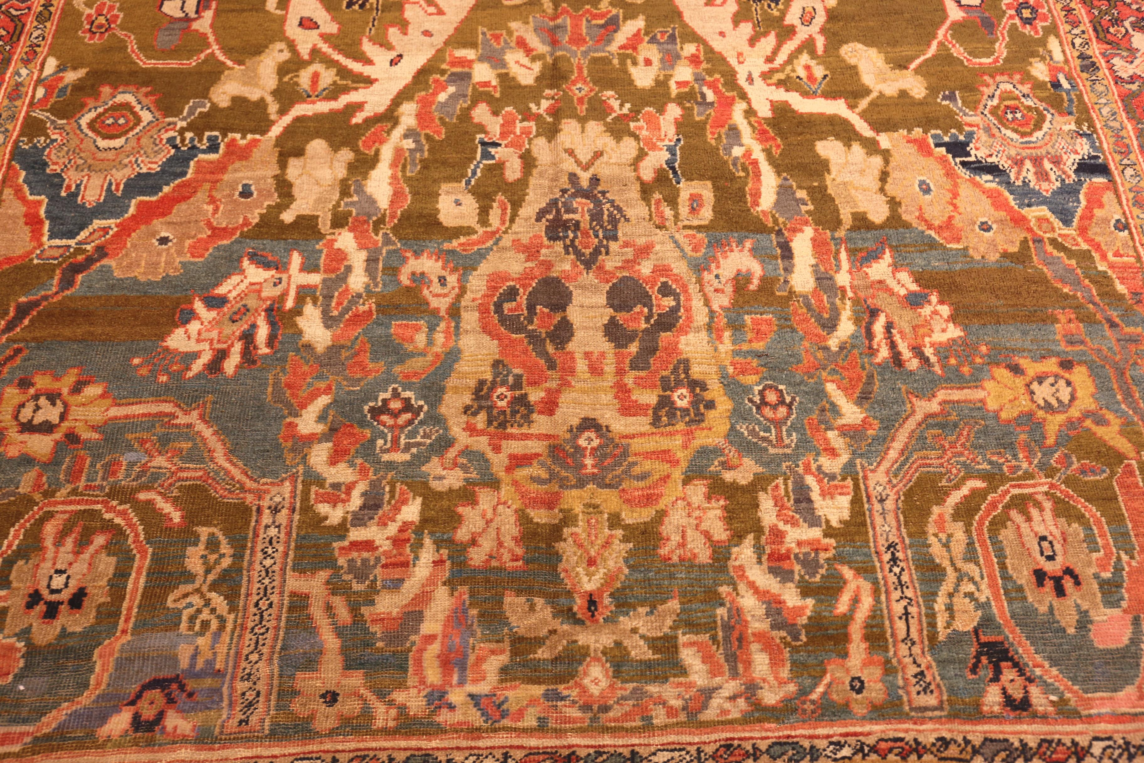 Annodato a mano Nazmiyal Collection Antico Persiano Sultanabad 8 ft 8 in x 11 ft 10 in in vendita