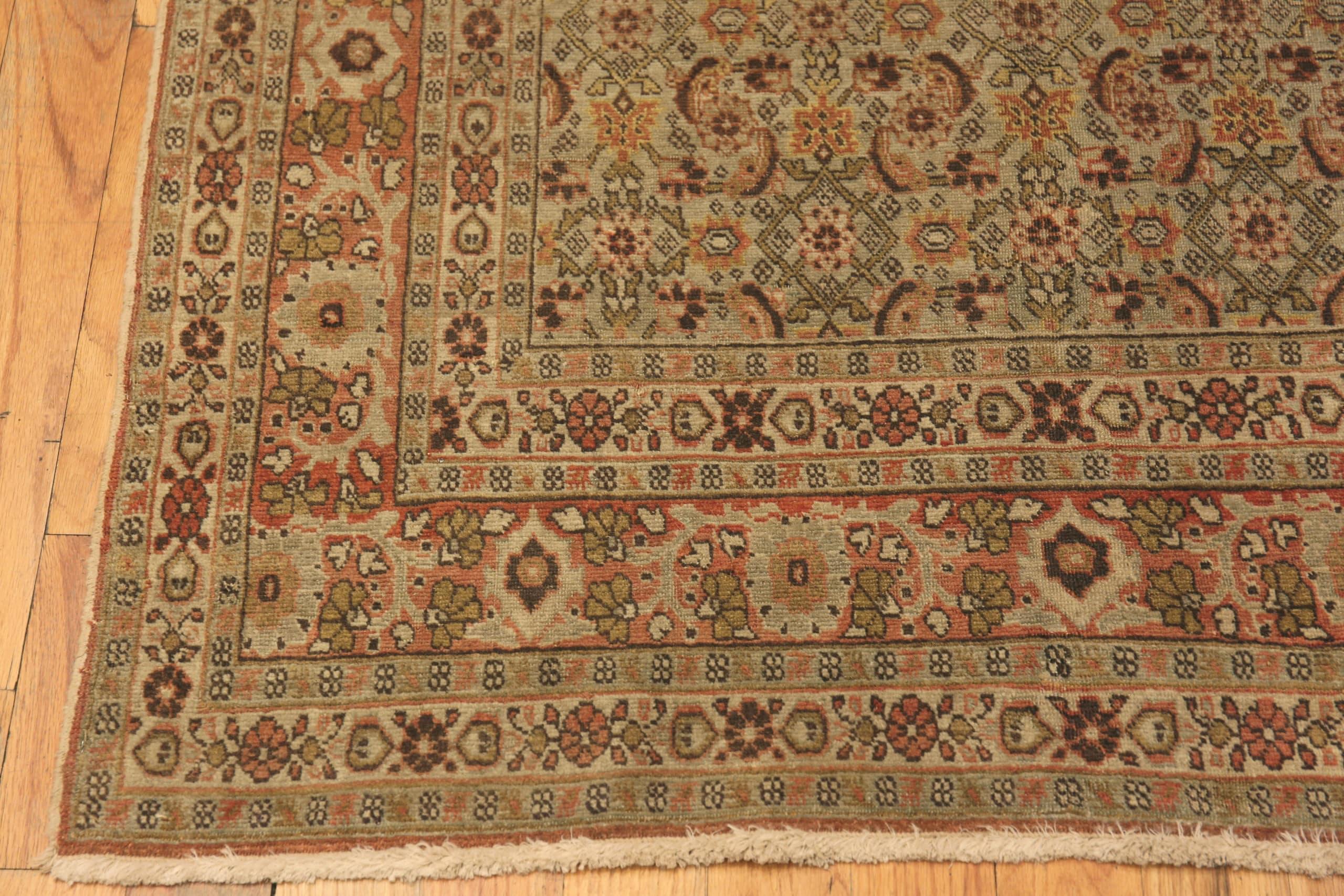 Hand-Knotted Antique Persian Tabriz Herati Rug. 4 ft 2 in x 5 ft 9 in For Sale