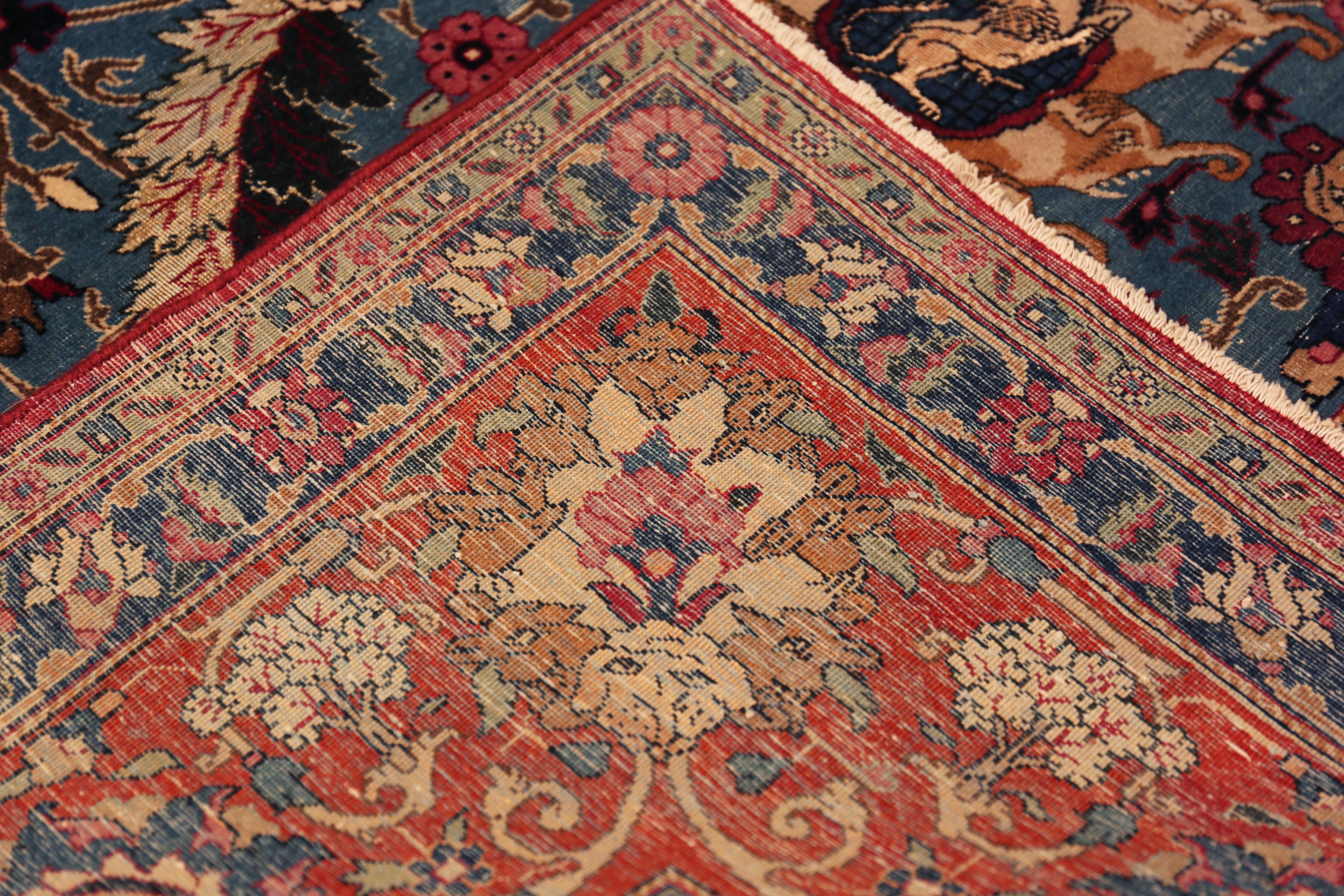 Nazmiyal Collection antiken persischen Teheran Seide Wolle Teppich 8 ft 9 in x 12 ft 6 in (Stammeskunst) im Angebot