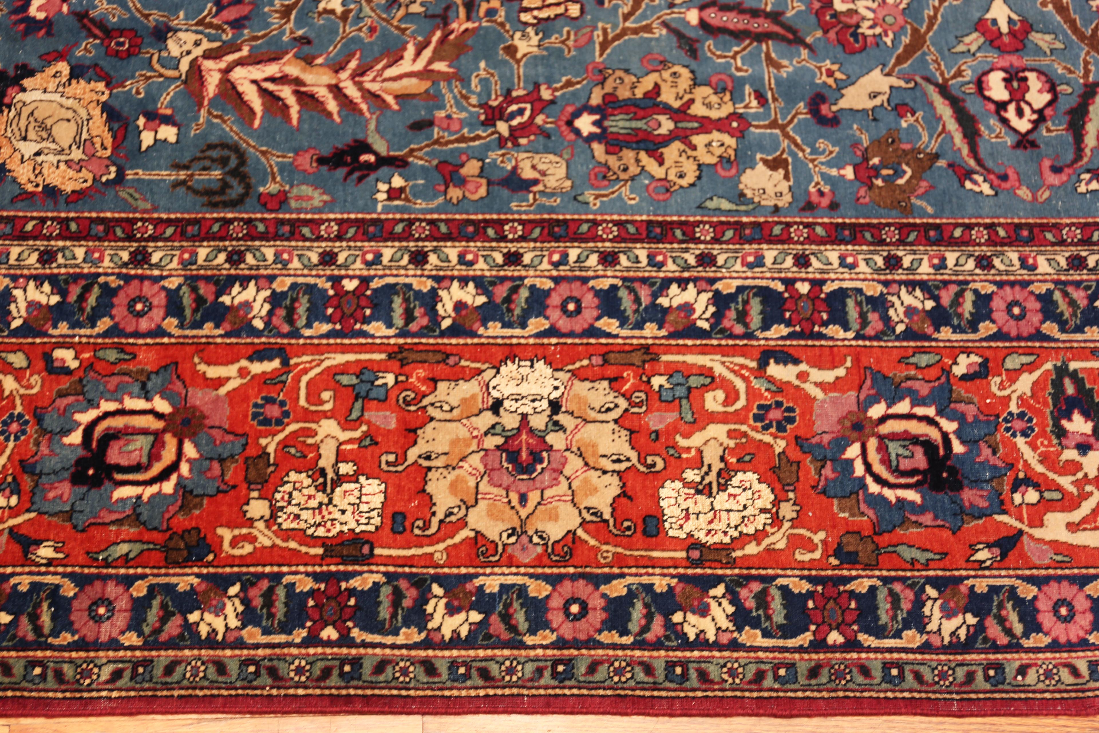 Nazmiyal Collection antiken persischen Teheran Seide Wolle Teppich 8 ft 9 in x 12 ft 6 in (Persisch) im Angebot