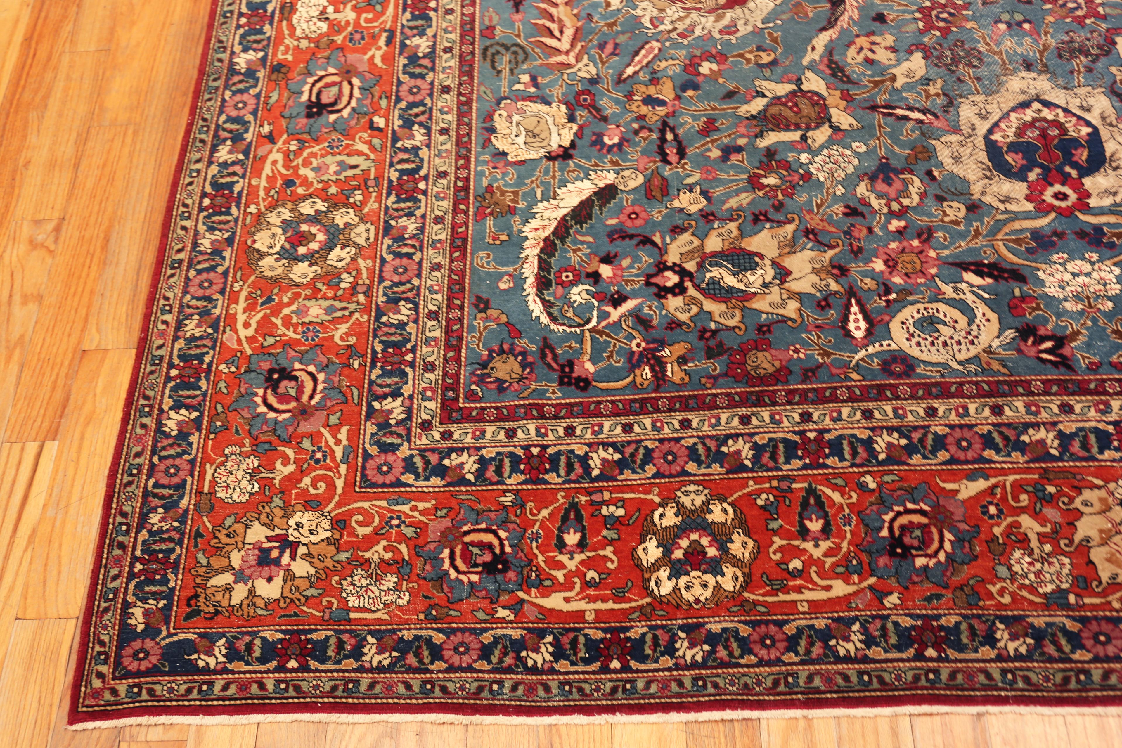 Nazmiyal Collection antiken persischen Teheran Seide Wolle Teppich 8 ft 9 in x 12 ft 6 in (Handgeknüpft) im Angebot