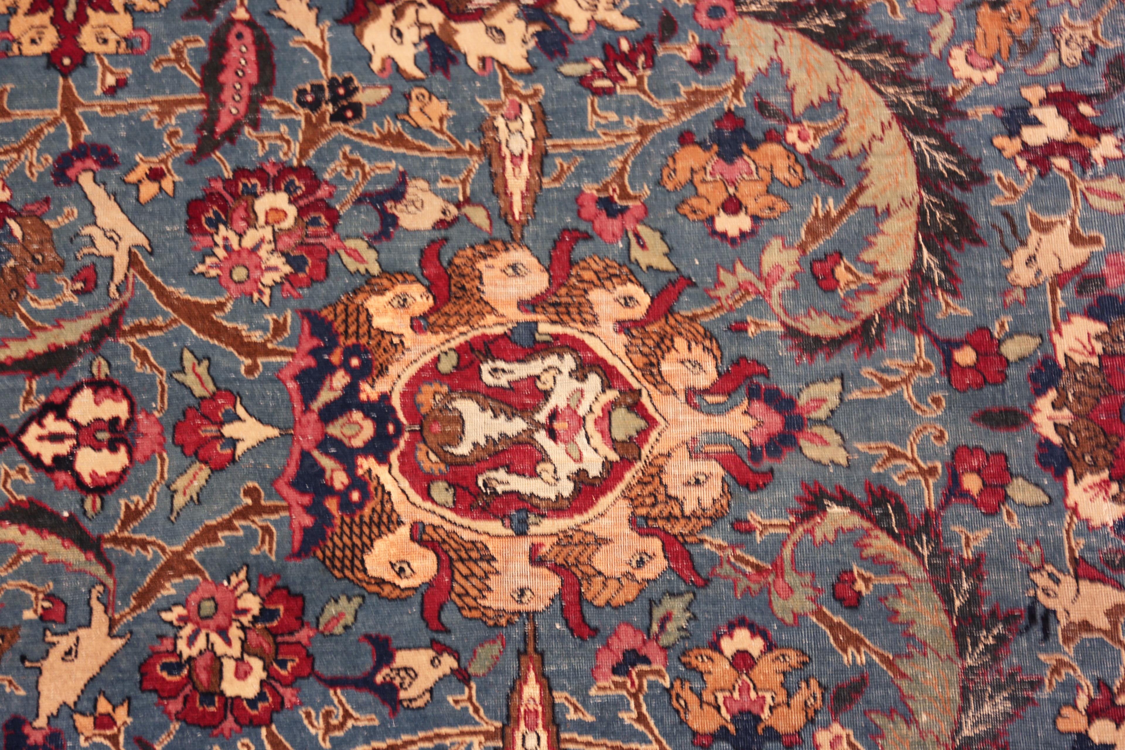 Nazmiyal Collection antiken persischen Teheran Seide Wolle Teppich 8 ft 9 in x 12 ft 6 in im Zustand „Gut“ im Angebot in New York, NY