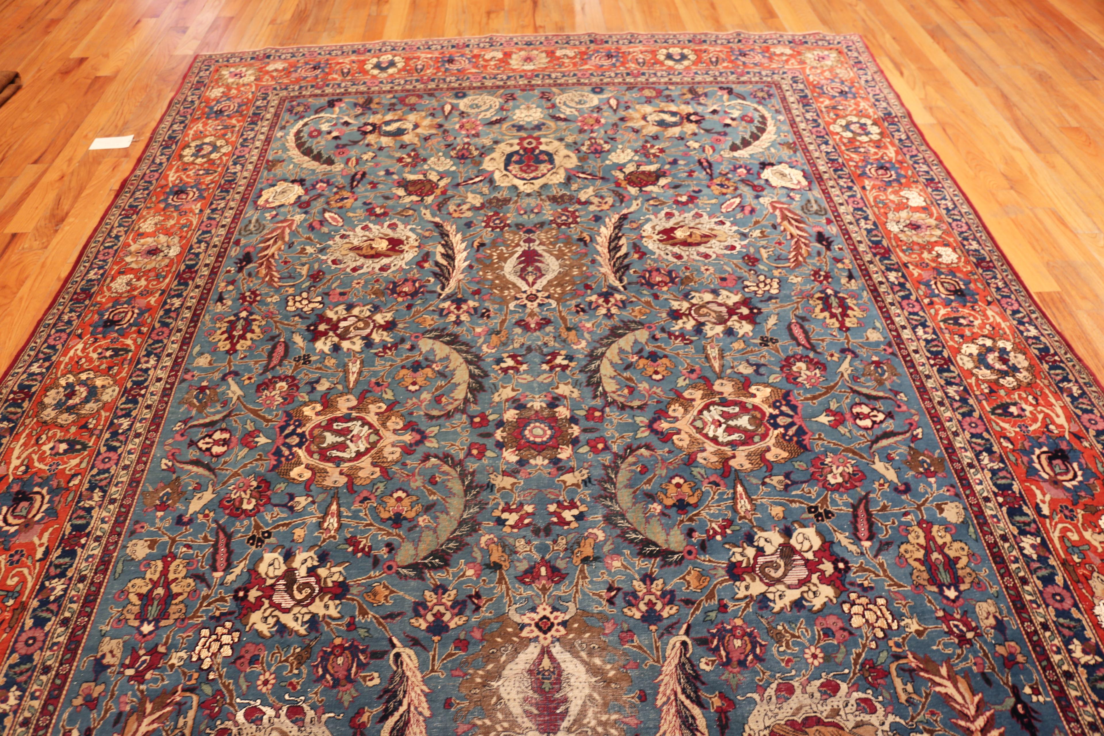 Nazmiyal Collection antiken persischen Teheran Seide Wolle Teppich 8 ft 9 in x 12 ft 6 in im Angebot 2