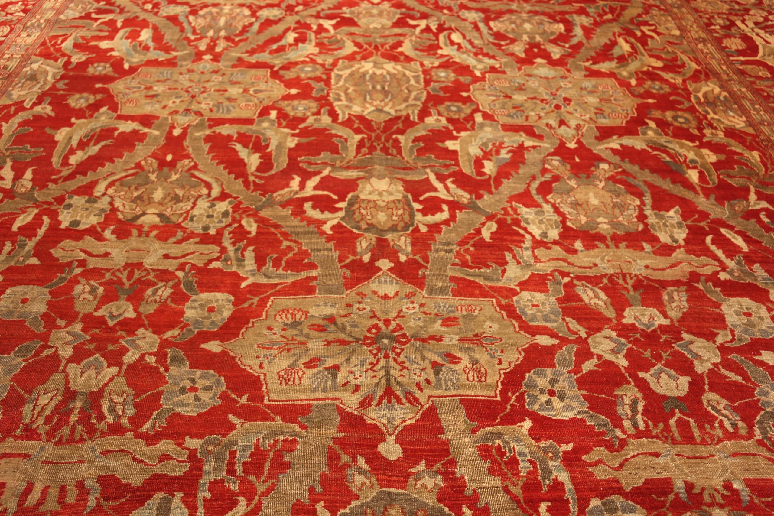 Wool Antique Persian Ziegler Sultanabad Rug. 32 ft x 16 ft 3 in For Sale