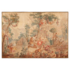 Nazmiyal Collection Antique Pictorial French Silk/Wool Tapestry 7'10" x 11'1"