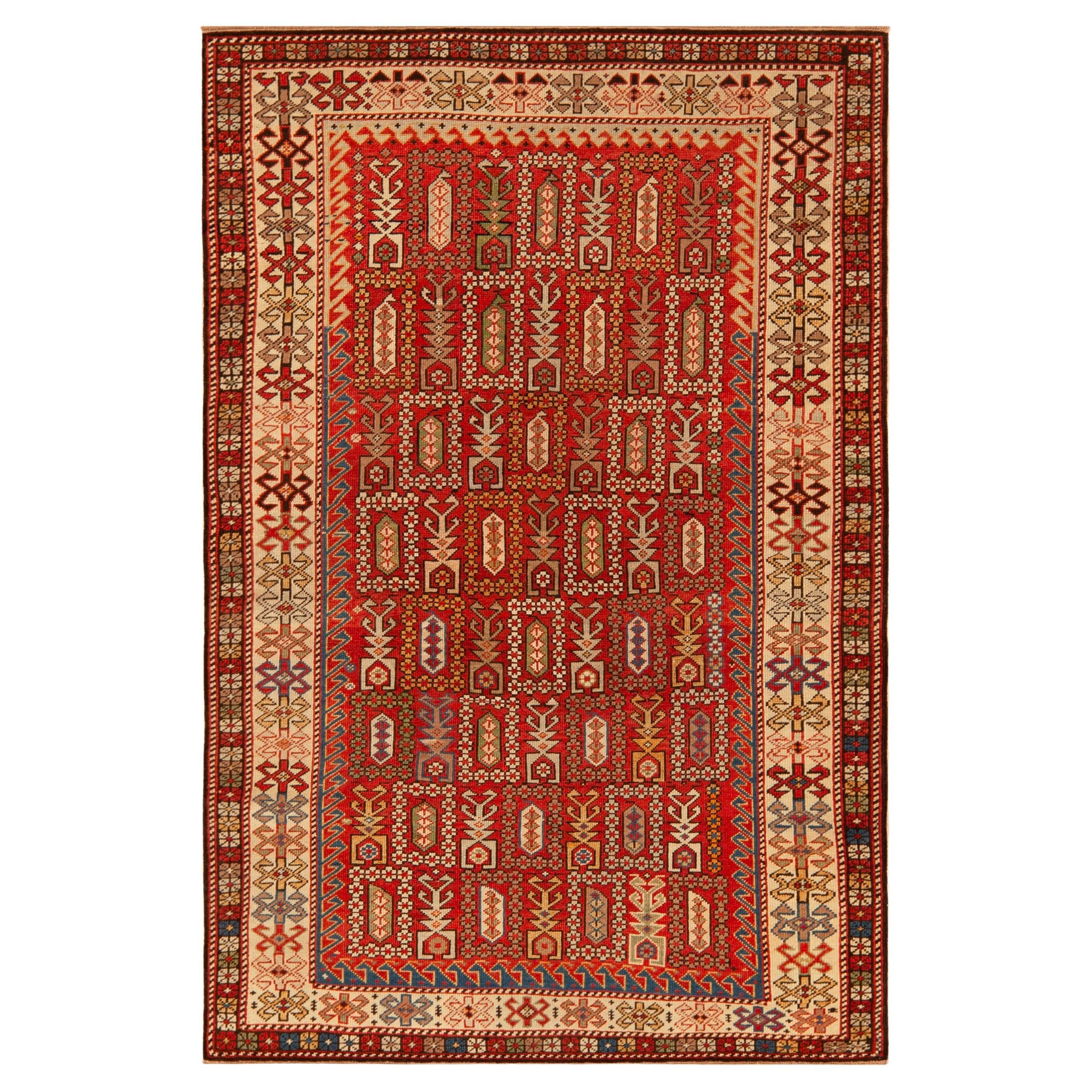 Collection Nazmiyal Collection Antique Shirvan Tapis géométrique 3 ft 7 in x 5 ft 4 in