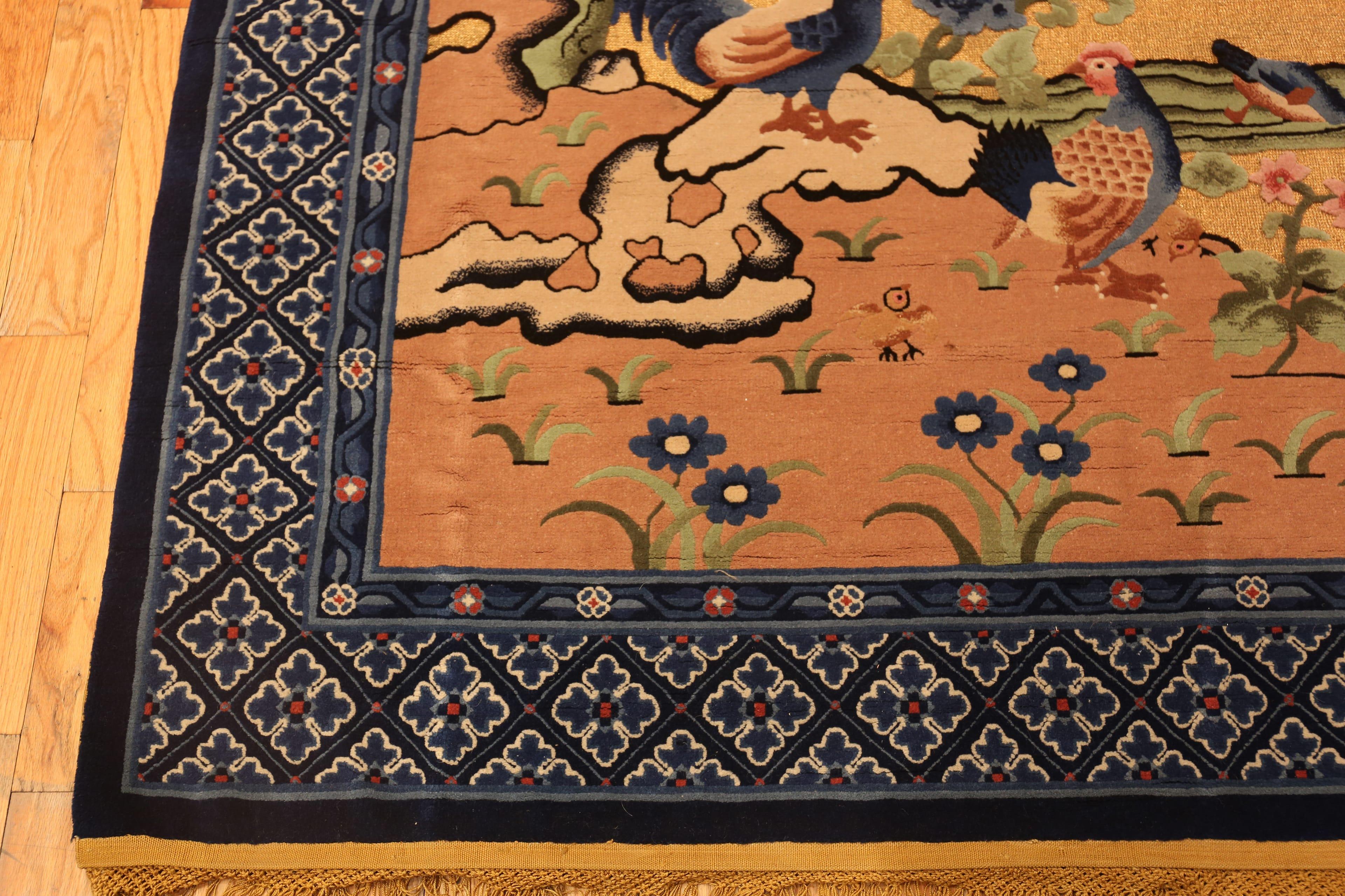 Tappeto cinese antico in seta e fili metallici, Paese d'origine: Cina, Data approssimativa: 1900

