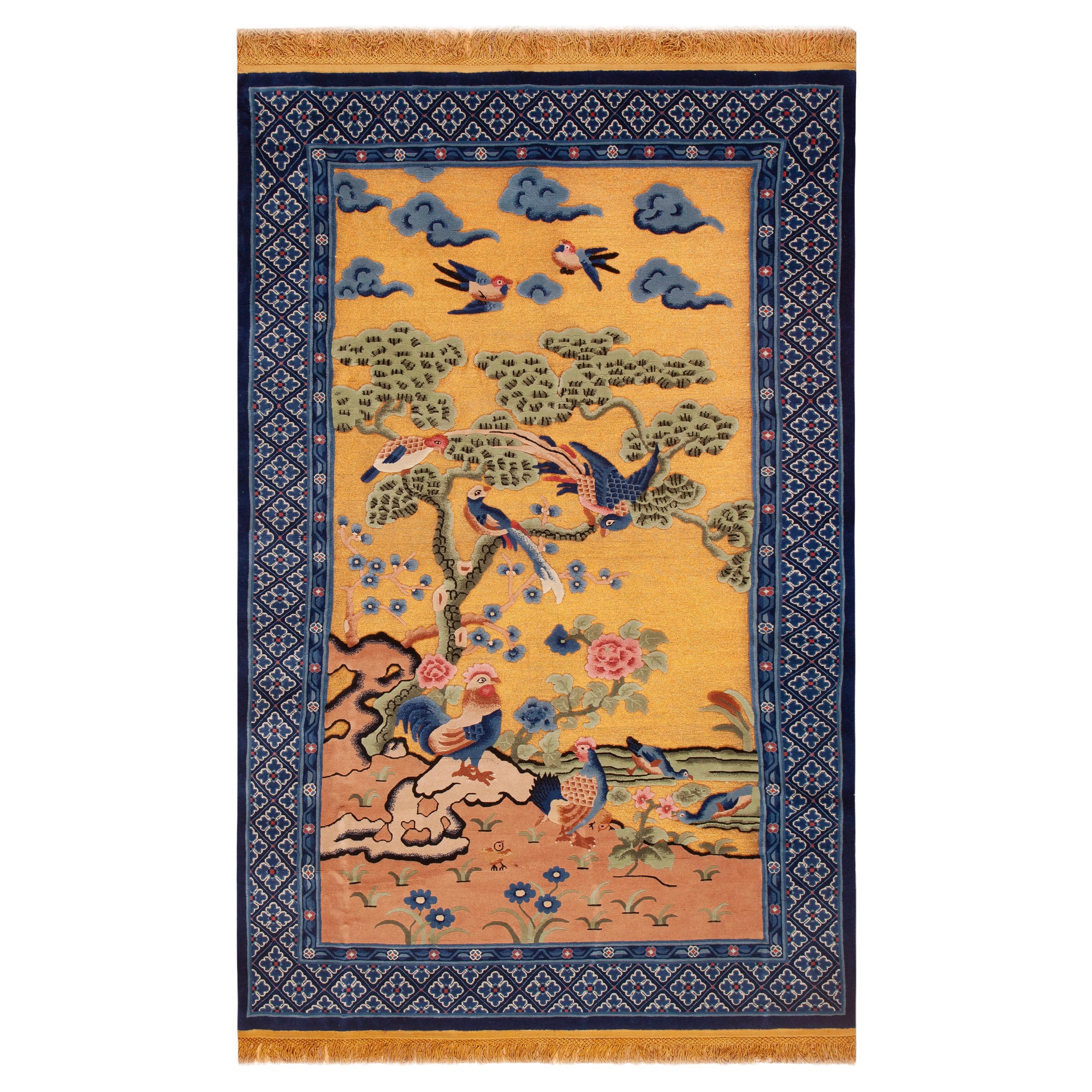 Tappeto cinese in seta antica e metallizzato Nazmiyal Collection 5 ft x 8 ft 2 in in vendita