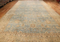 Antique Sky Blue Persian Kerman Carpet. 10 ft 9 in x 20 ft