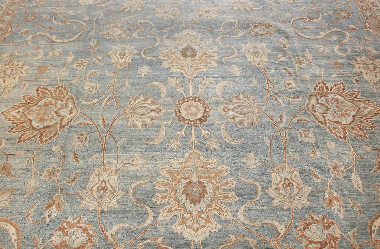 Antique Sky Blue Persian Kerman Carpet. 10 ft 9 in x 20 ft In Excellent Condition For Sale In New York, NY