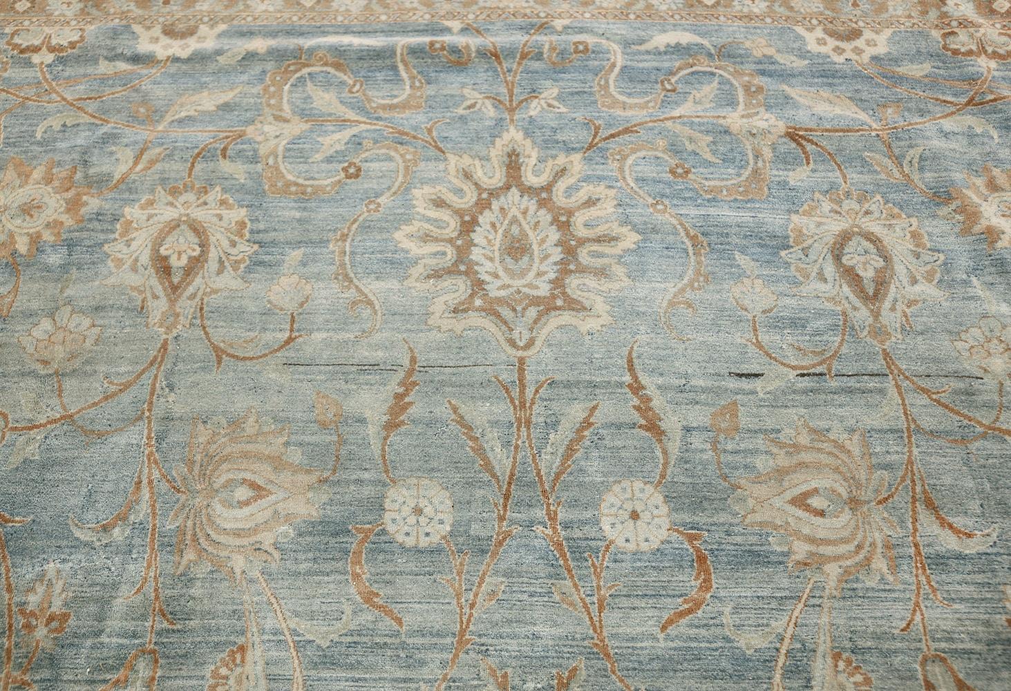 Antique Sky Blue Persian Kerman Carpet. 10 ft 9 in x 20 ft For Sale 1