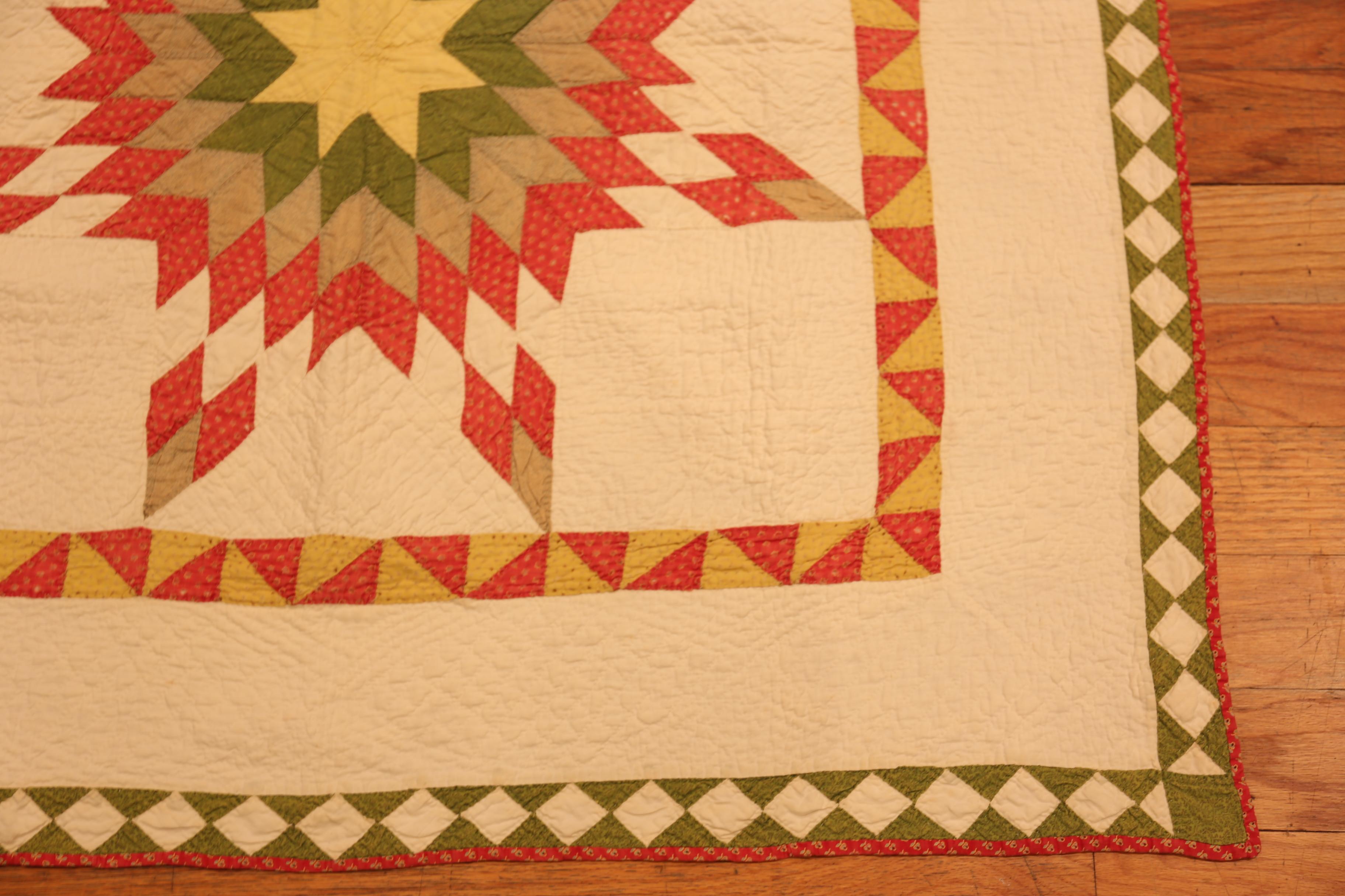 American Classical Nazmiyal Collection Antique Star of Bethlehem Quilt Textile 3' 5