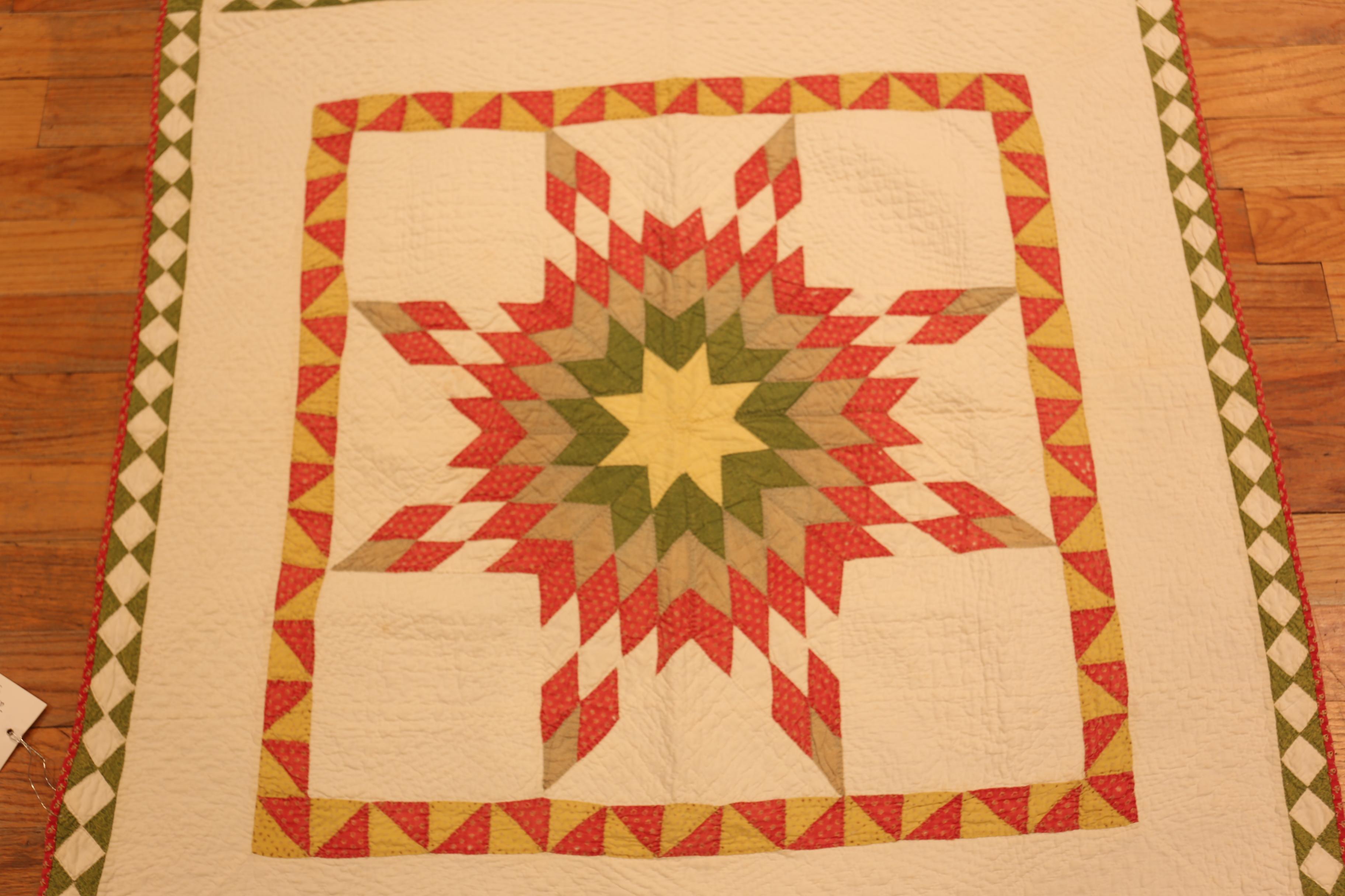American Nazmiyal Collection Antique Star of Bethlehem Quilt Textile 3' 5
