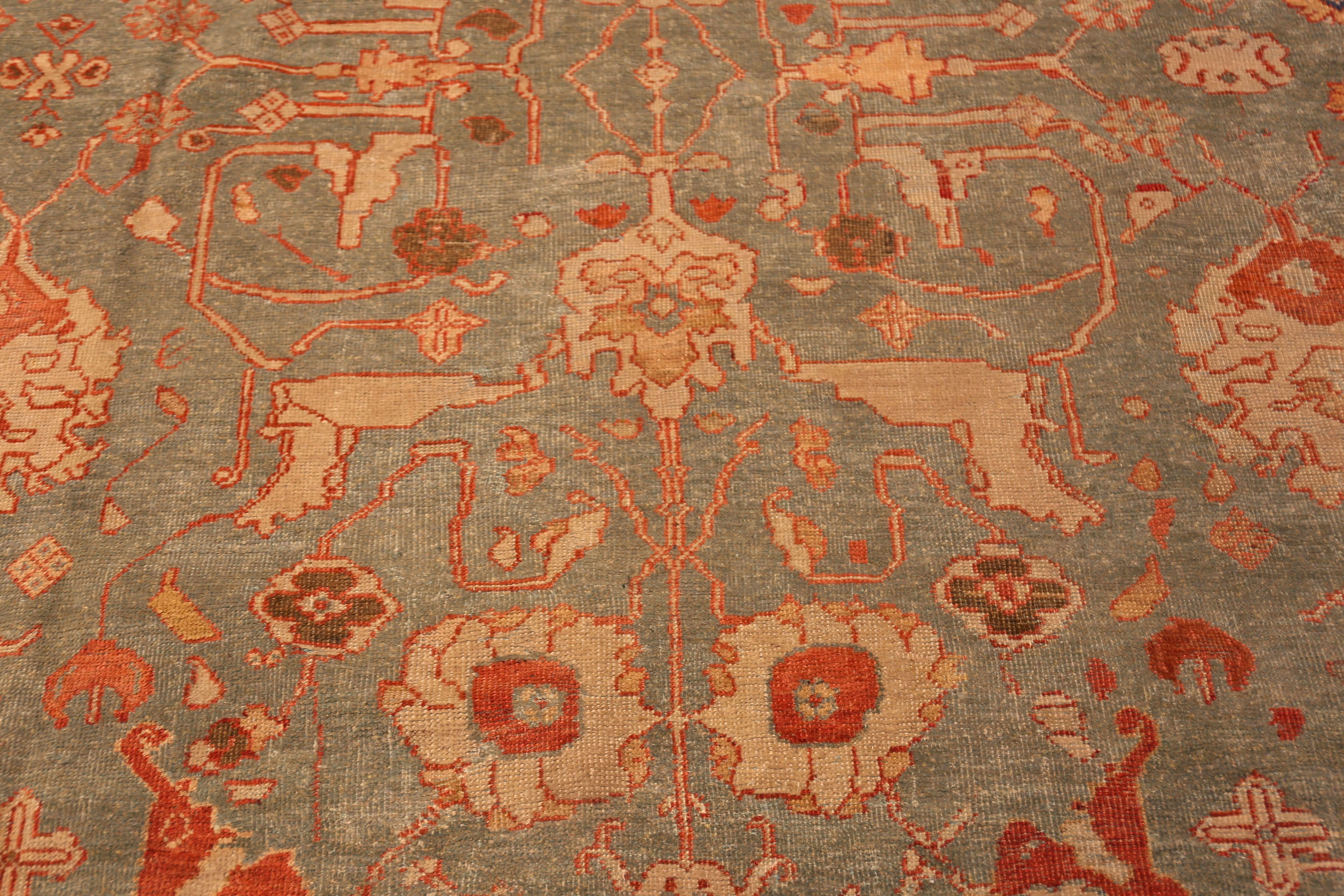 Annodato a mano Nazmiyal Collection Antique Sultanabad Rugs Persiano 10 ft 8 in x 14 ft 4 in in vendita