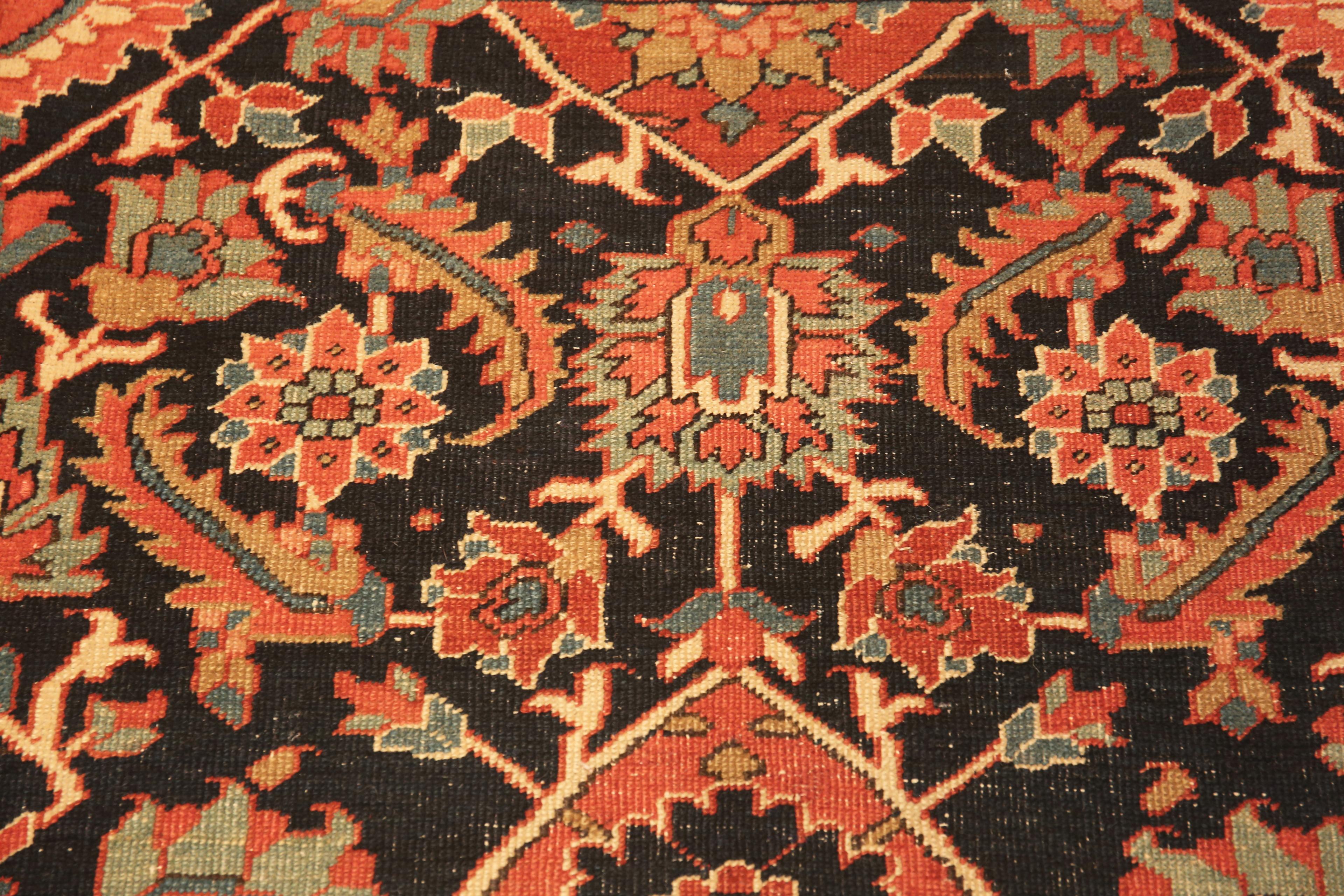 20th Century Antique Tribal Persian Heriz Rug. 4 ft x 4 ft 8 in For Sale