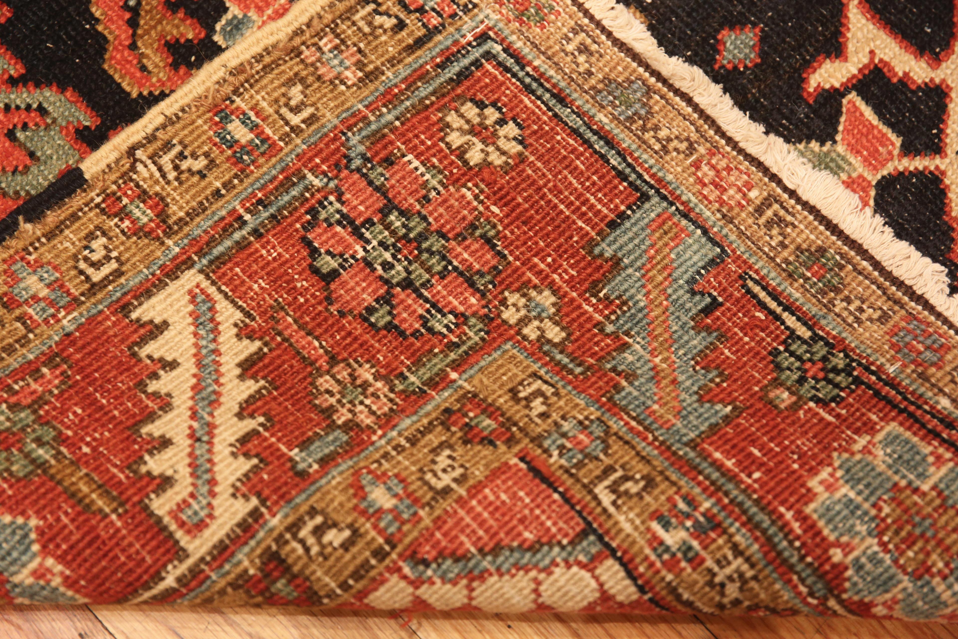 Wool Antique Tribal Persian Heriz Rug. 4 ft x 4 ft 8 in For Sale