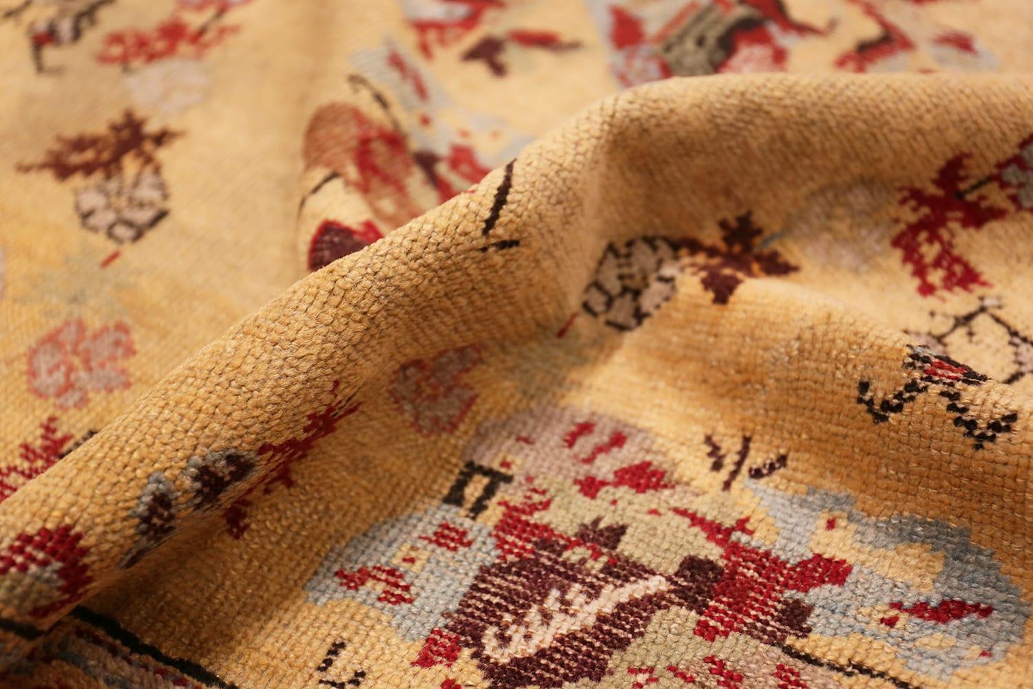 Oushak Antique Turkish Ghiordes Carpet. Size: 3 ft 4 in x 5 ft For Sale