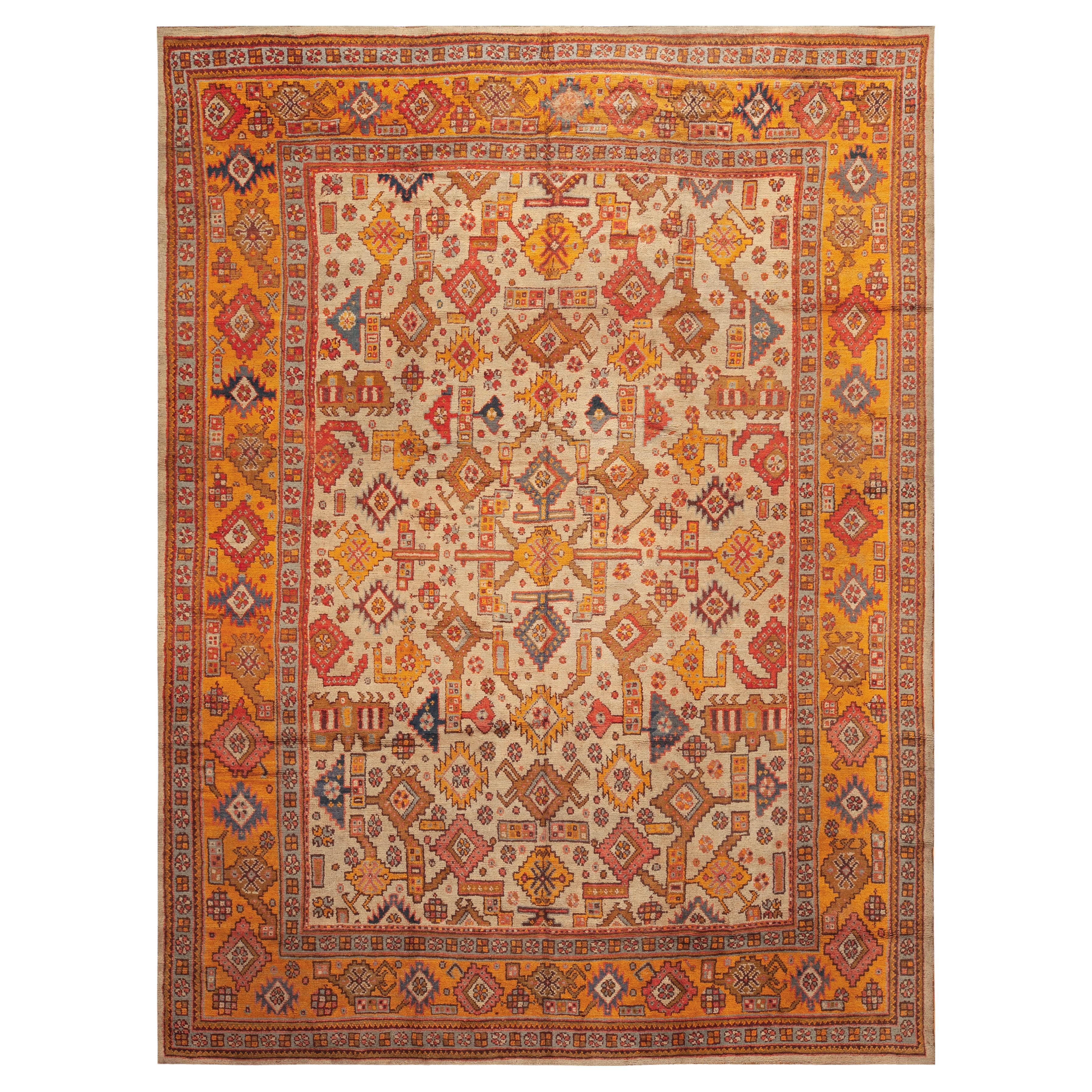 Nazmiyal Collection Antike türkische Oushak Teppich 10 ft 9 in x 14 ft 5 in
