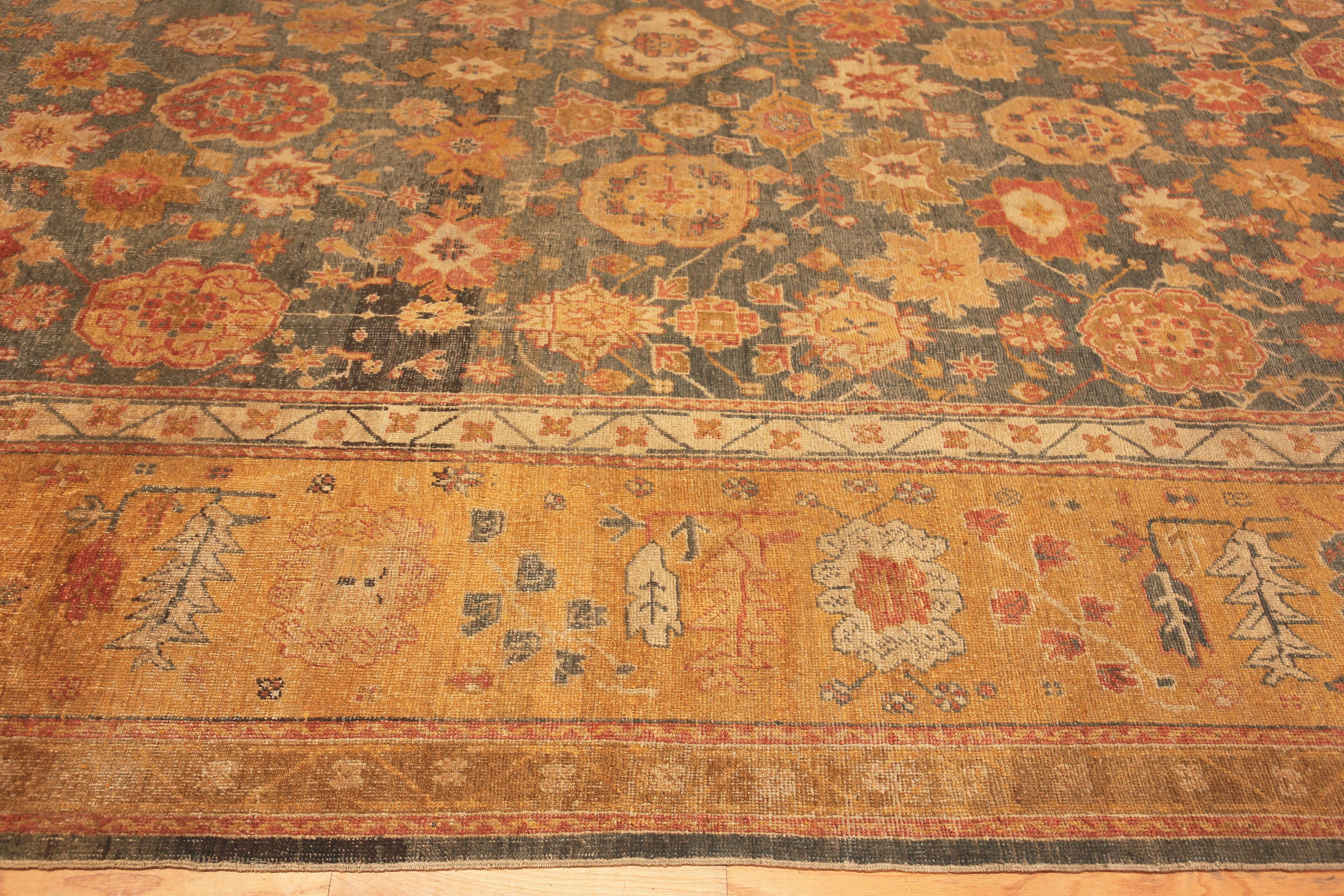 20th Century Antique Turkish Oushak Rug. 12 ft 6 in x 15 ft 2 in  For Sale