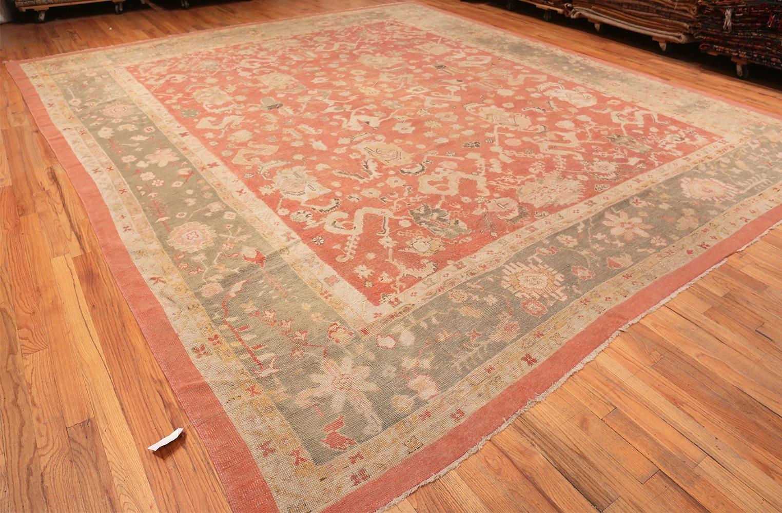 Beautiful Large Tribal Antique Turkish Oushak Rug, Country of Origin / Rug Type: Antique Turkish Rug, Circa Date: 1900 – Rugs from the town of Oushak in Western Anatolia have exquisite beauty and unique designs that have made them favorites since