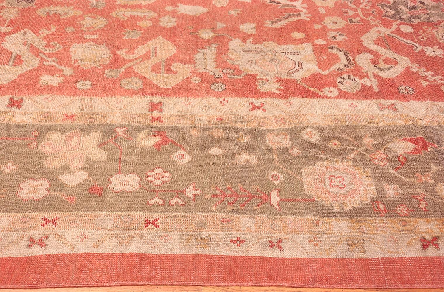 Hand-Knotted Antique Turkish Oushak Rug. 13 ft. 6 in x 16 ft. 6 in For Sale