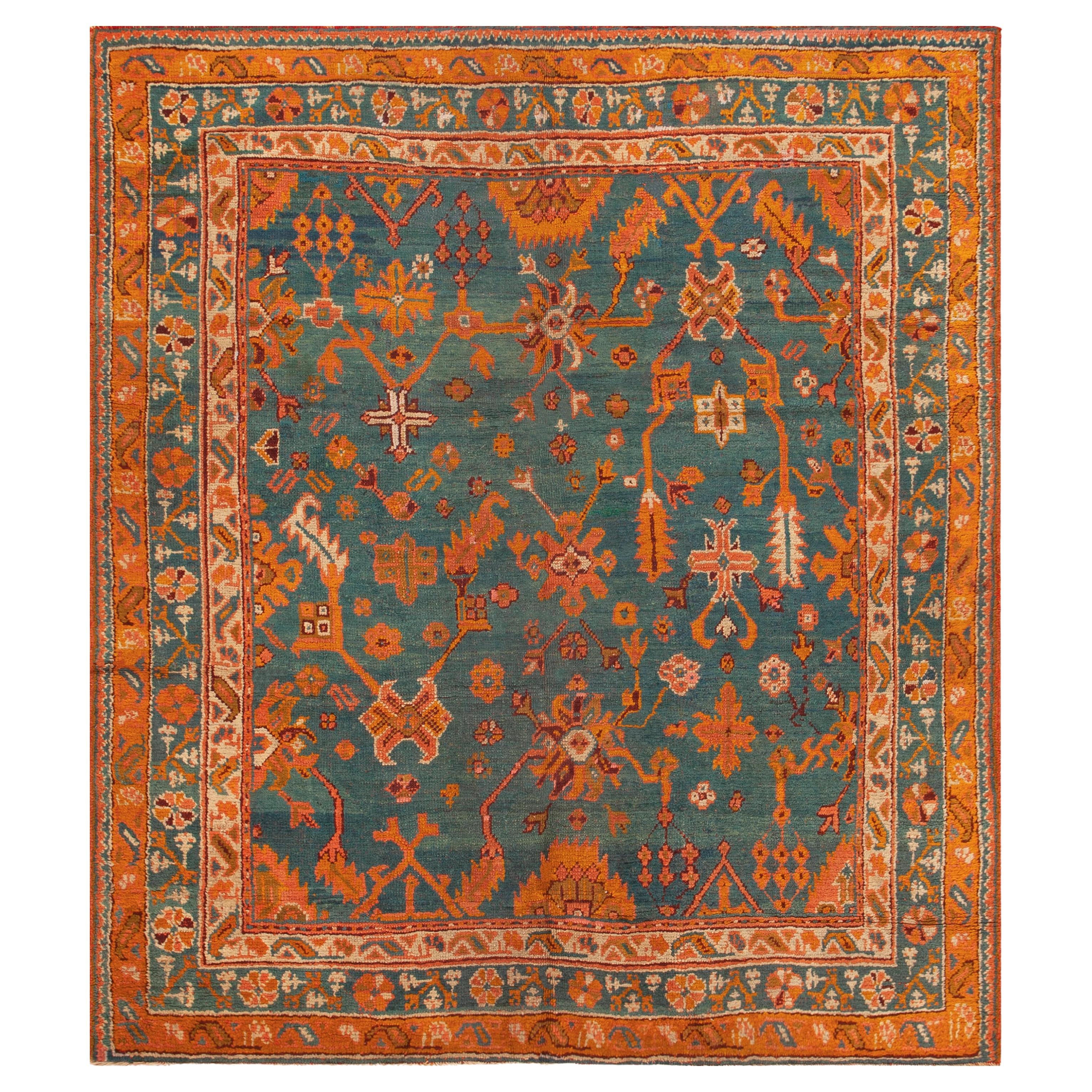 Nazmiyal Collection Antike türkische Oushak Teppich 7 ft 9 in x 8 ft 8 in