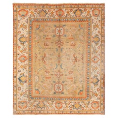 Tapis turc ancien d'Oushak Taille : 9 pieds 4 po. x 11 pieds 8 po.