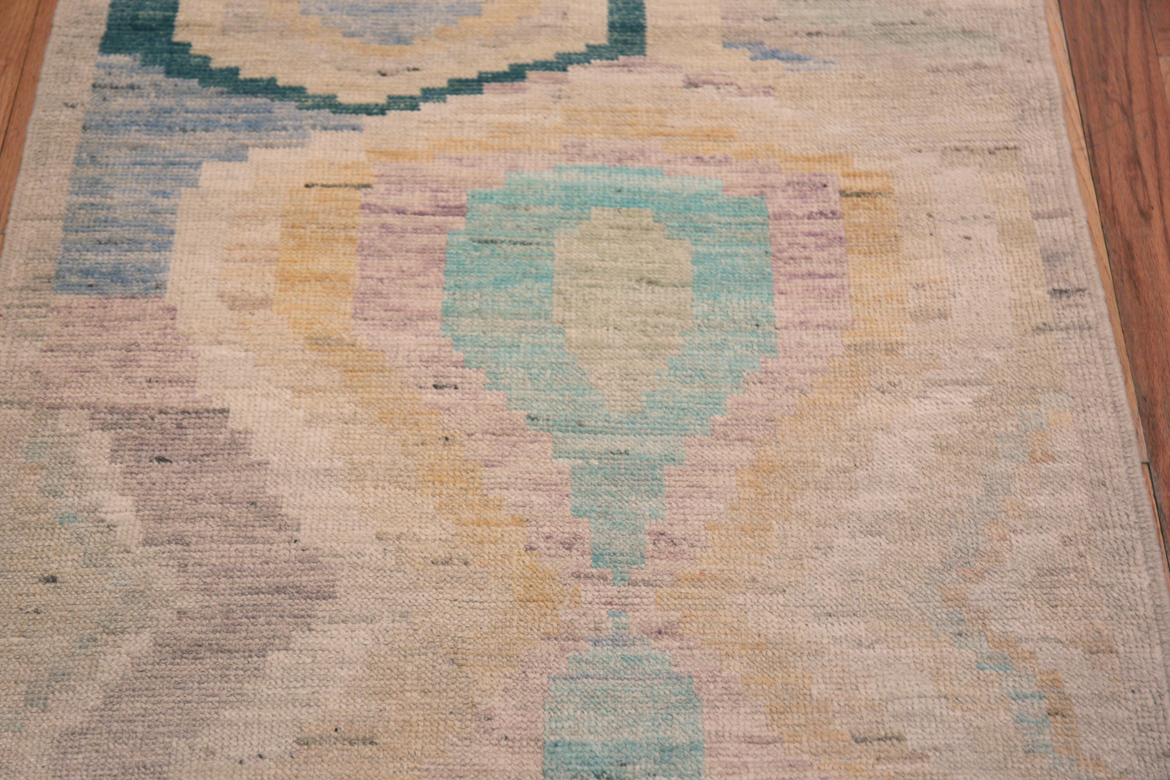 Centrasiatique Collection Nazmiyal, design abstrait et moderne, tapis de couloir de couloir 3' x 10' en vente