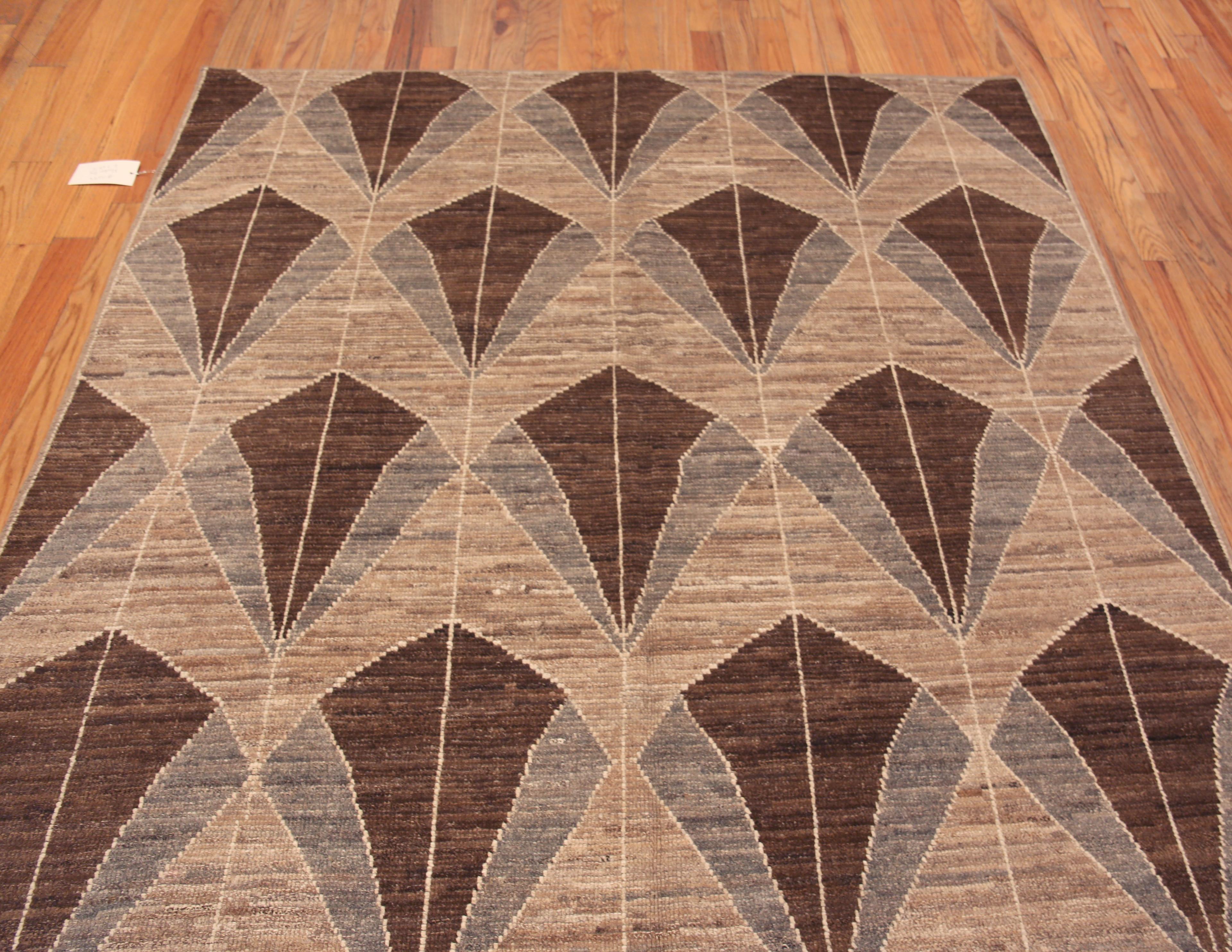 Wool Nazmiyal Collection Artistic Brown and Grey Geometric Modern 6'7