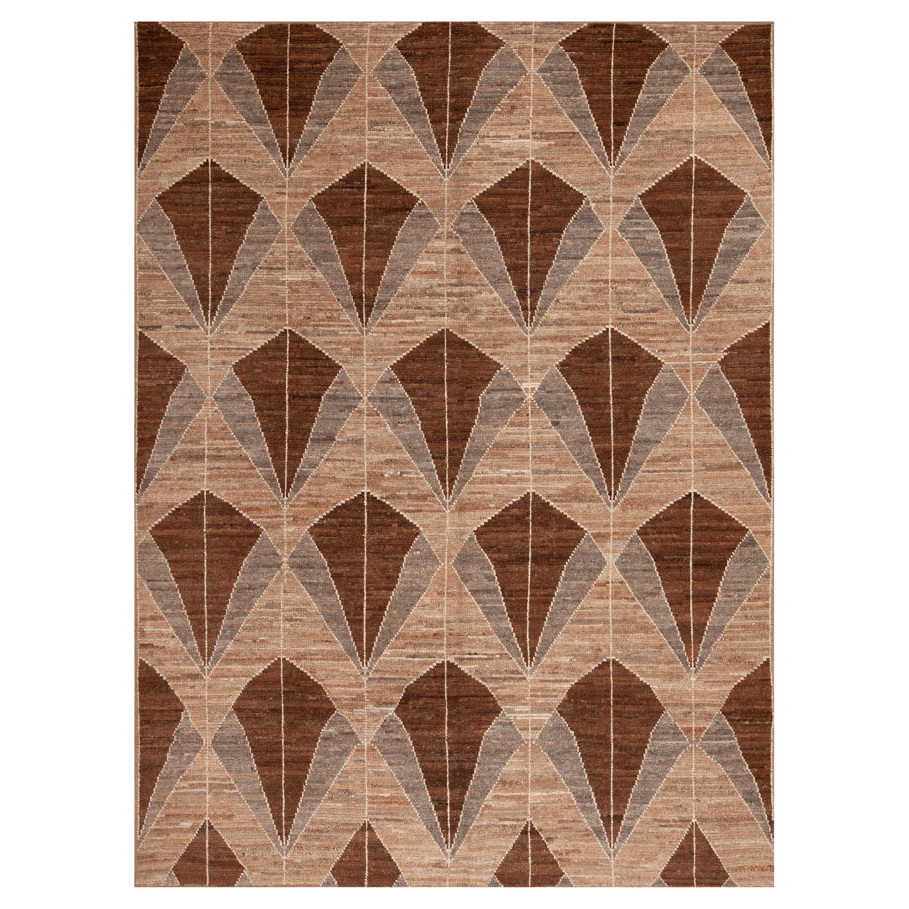 Collection'S Artistics Marrone e Grigio Geometrico Moderno 6'7" x 9' in vendita