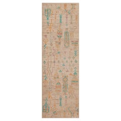 Collection Nazmiyal, tapis de couloir tribal rustique moderne et pastel artistique, 3' x 9'8".