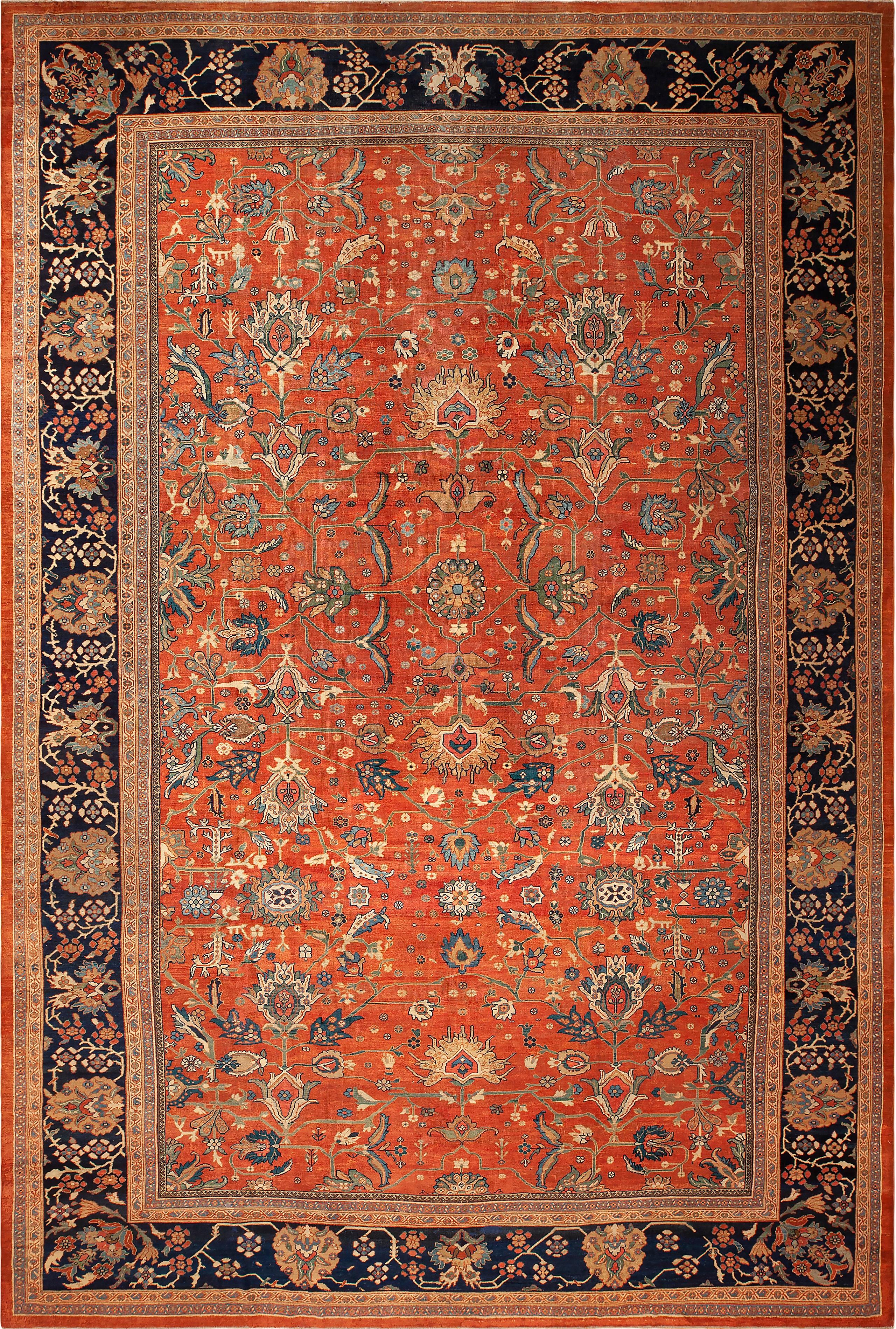 Nazmiyal Collection Asombrosa Alfombra Persa Antigua Sultanabad Grande Anudado a mano