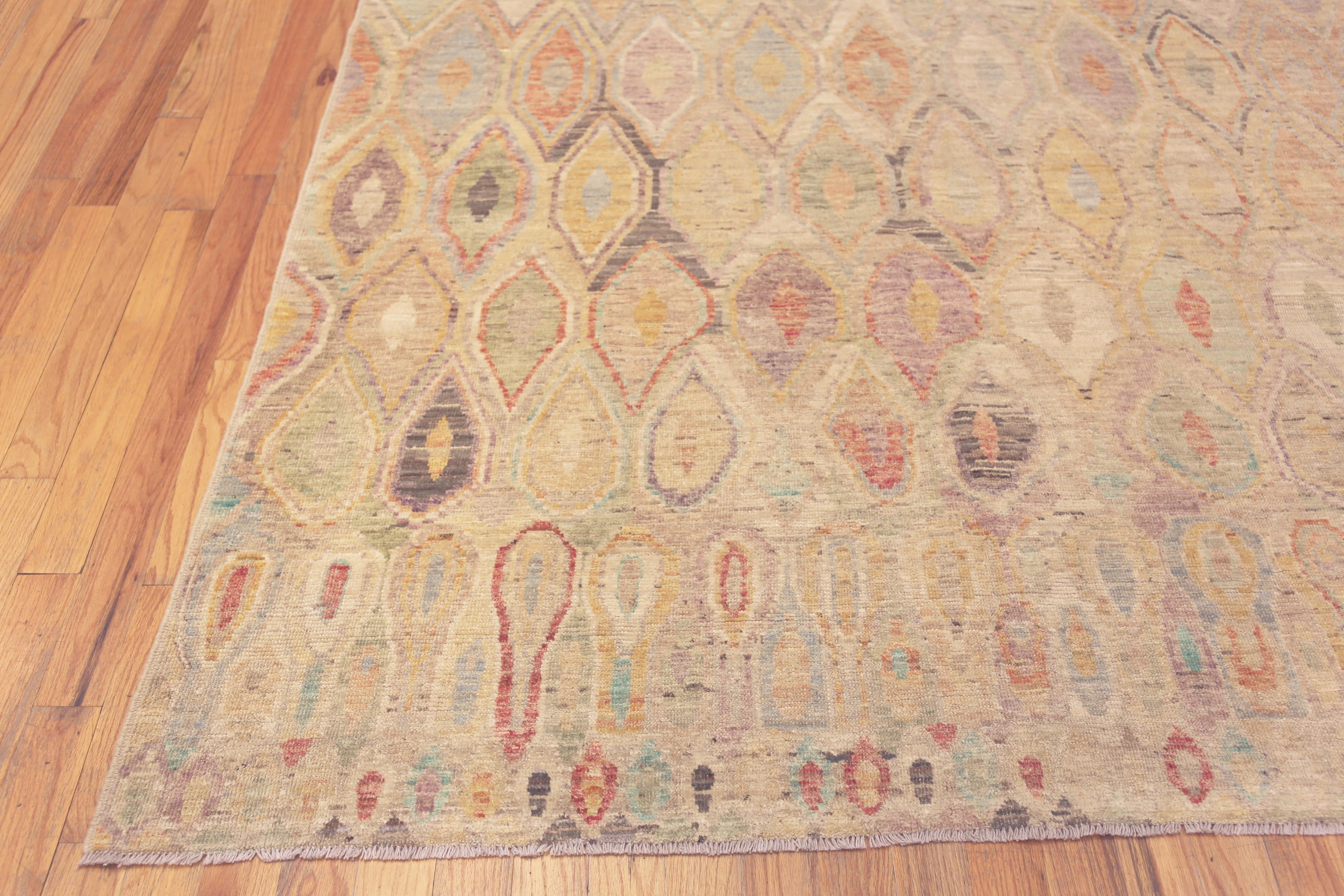 Beautiful Light Cream Tribal Contemporary Room Size Rug, Country of origin: Central Asia, Circa date: Modern Rugs