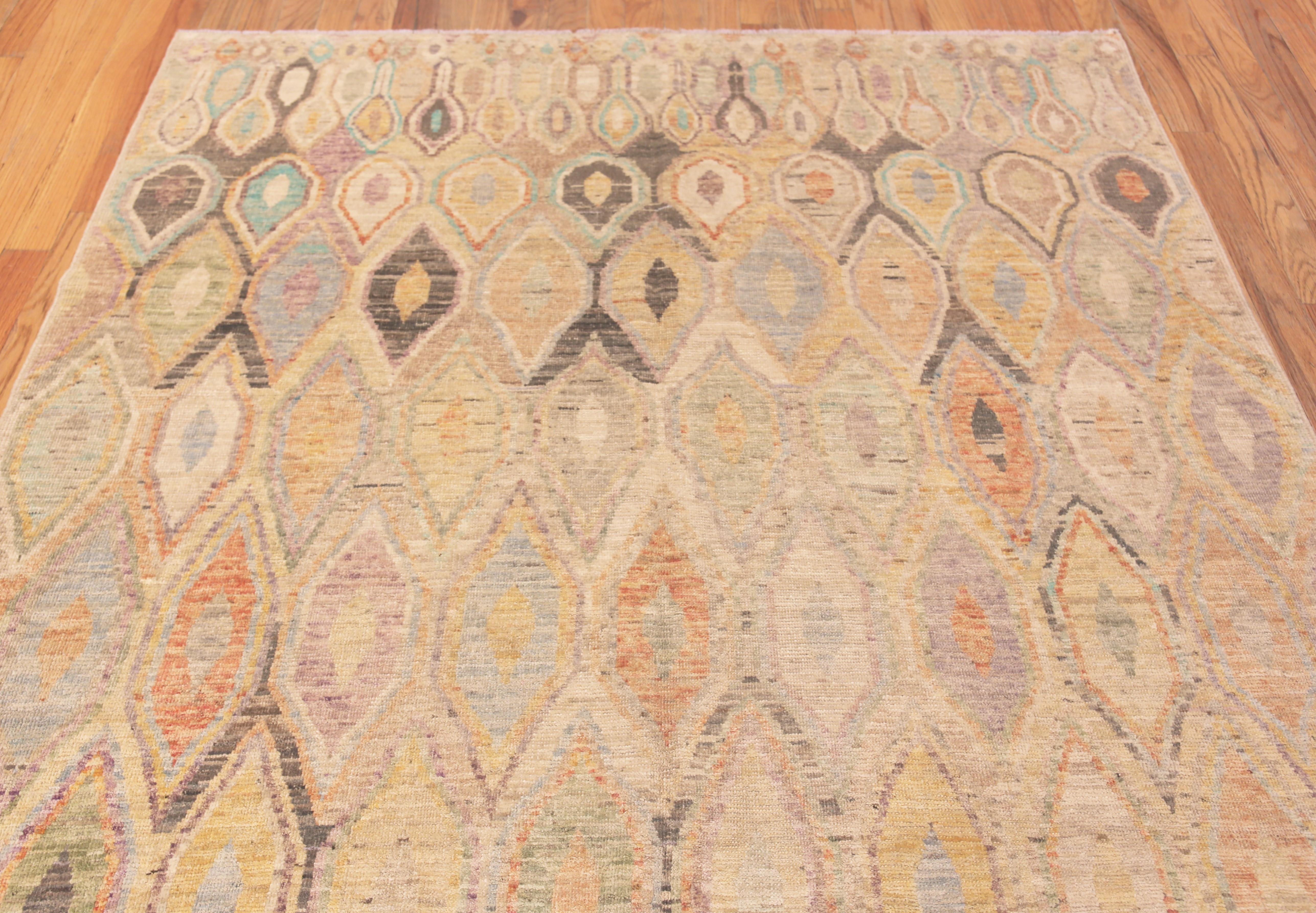 Hand-Knotted Nazmiyal Collection Beautiful Light Cream Tribal Contemporary Rug 6'7
