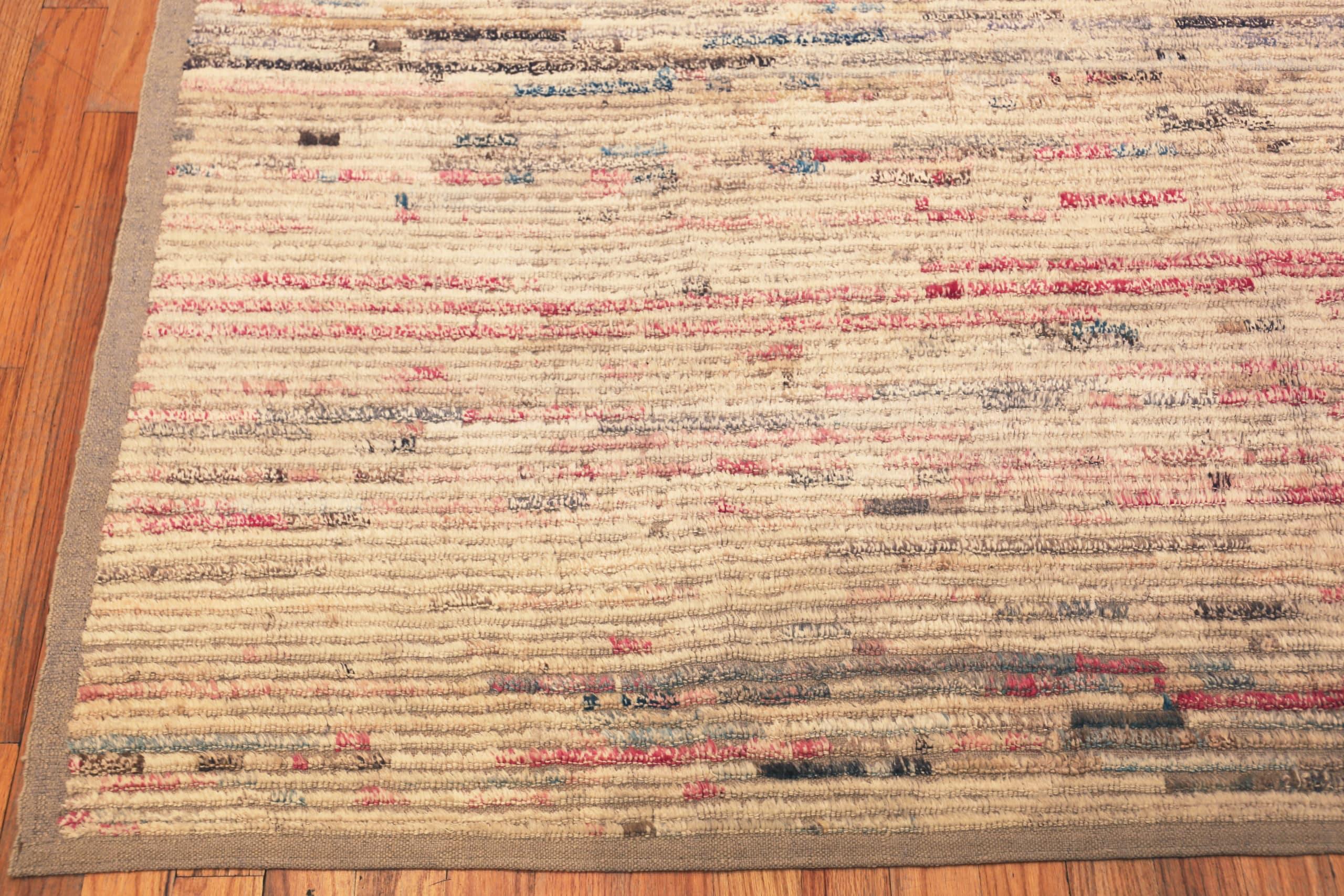 Afghan Nazmiyal Collection Beige And Coral Modern Distressed Rug. 8 ft 9 in x 10 ft 9in