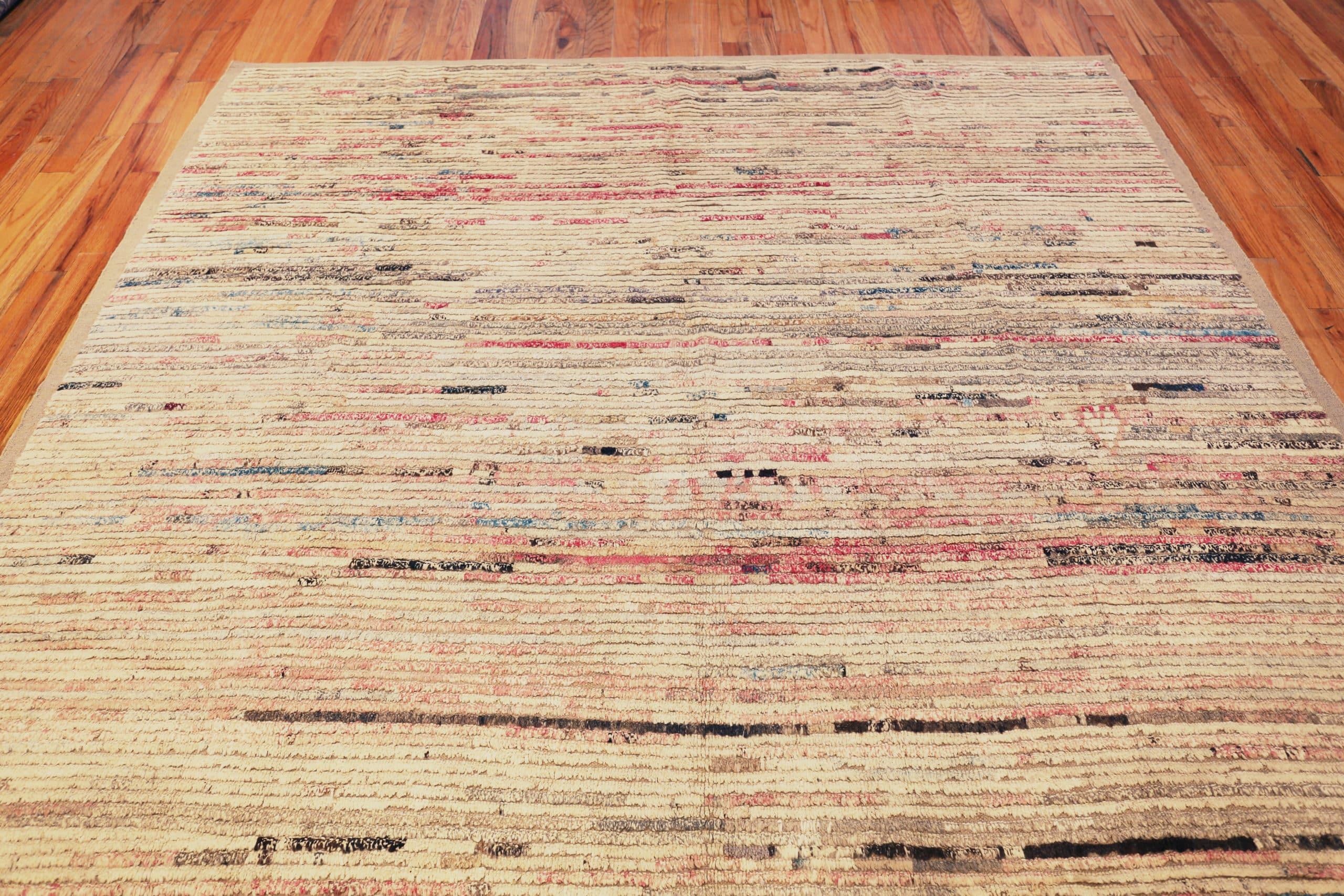 Hand-Knotted Nazmiyal Collection Beige And Coral Modern Distressed Rug. 8 ft 9 in x 10 ft 9in