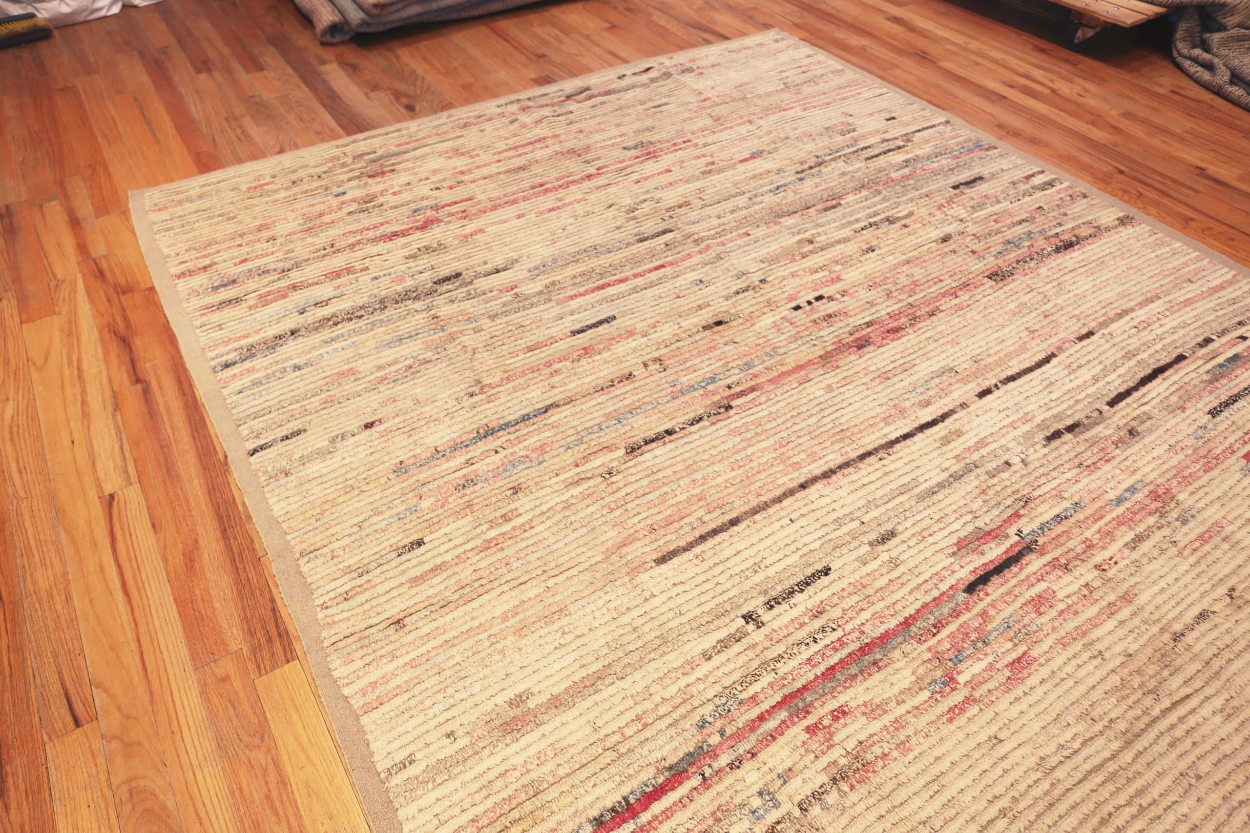 Wool Nazmiyal Collection Beige And Coral Modern Distressed Rug. 8 ft 9 in x 10 ft 9in
