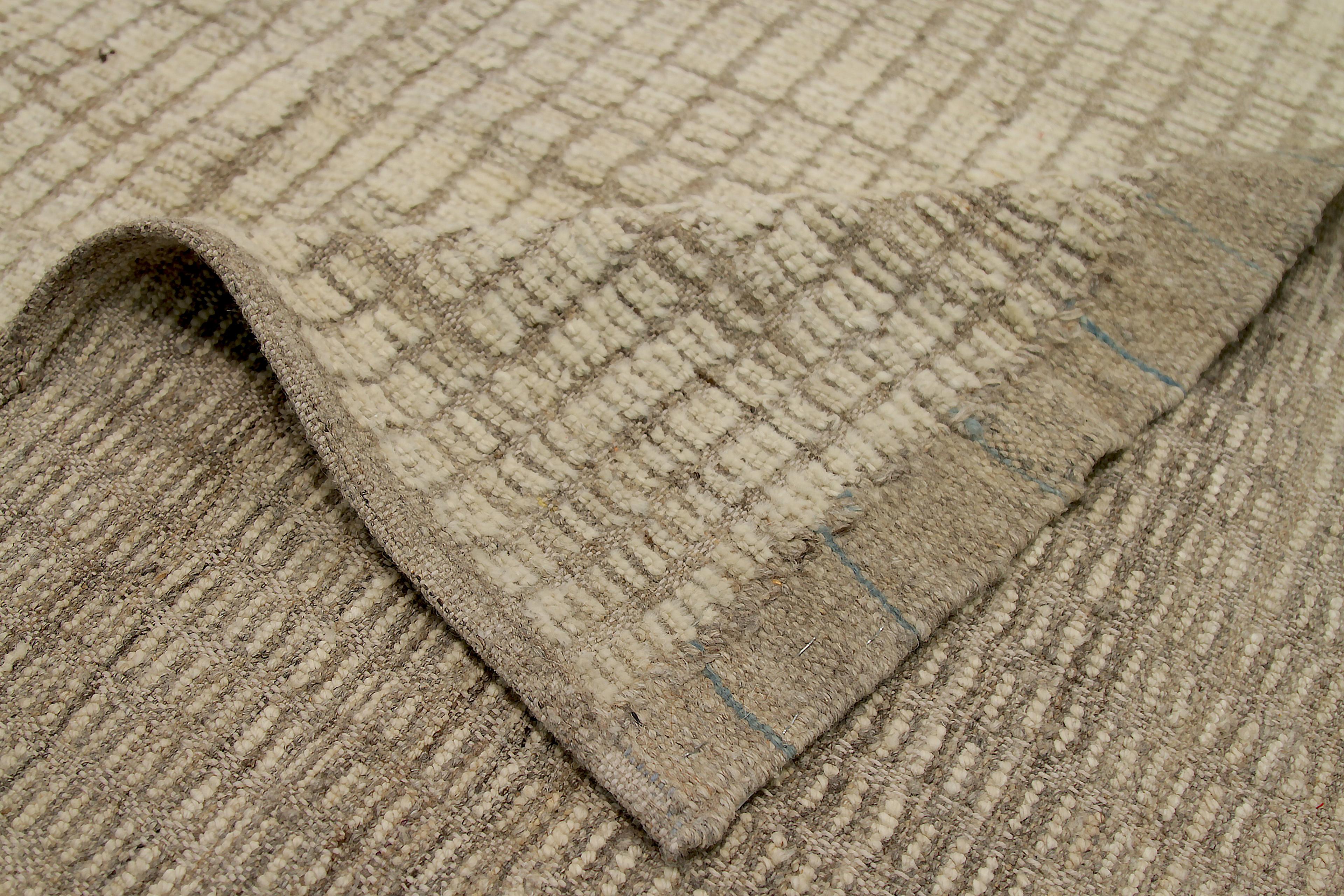Fascinating Beige Color Textured Modern Distressed Rug, Country of Origin: Afghanistan, Circa Date: Modern. Size: 10 ft 4 in x 13 ft 7 in (3.15 m x 4.14 m)